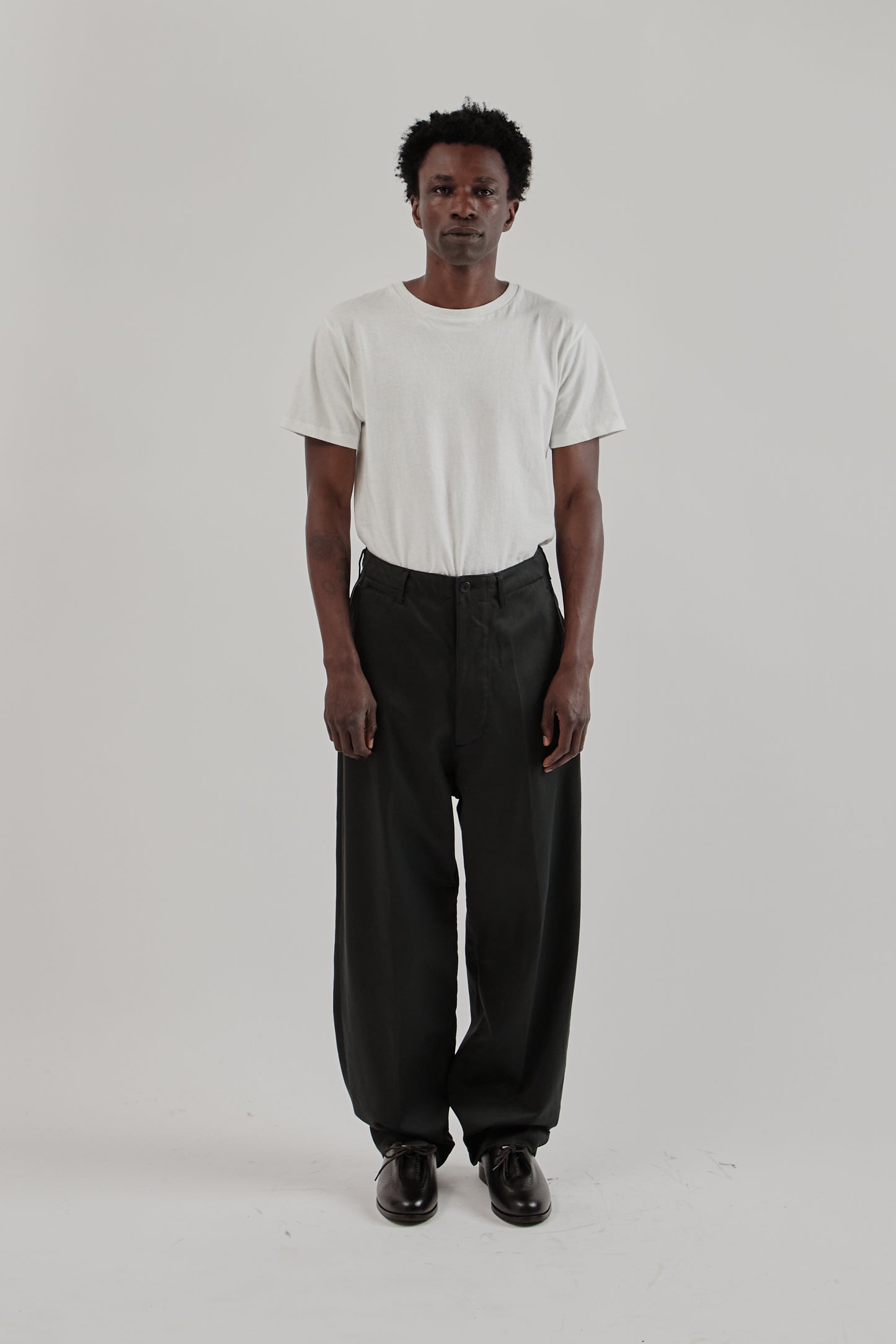 Cotton Drill Wide Military Khakis - Black