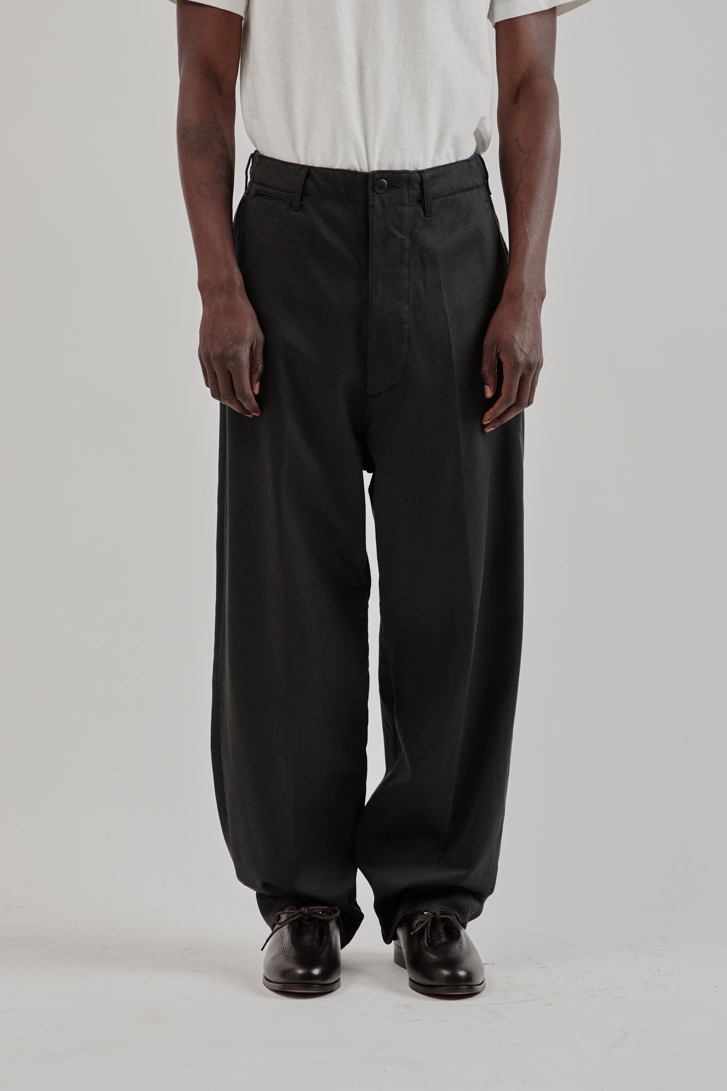 Cotton Drill Wide Military Khakis - Black