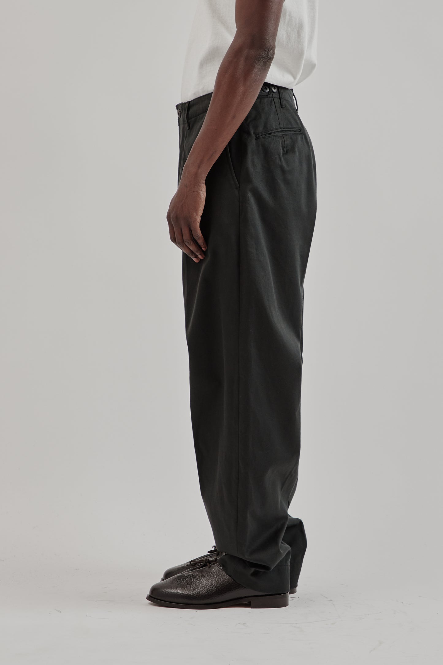Cotton Drill Wide Military Khakis - Black