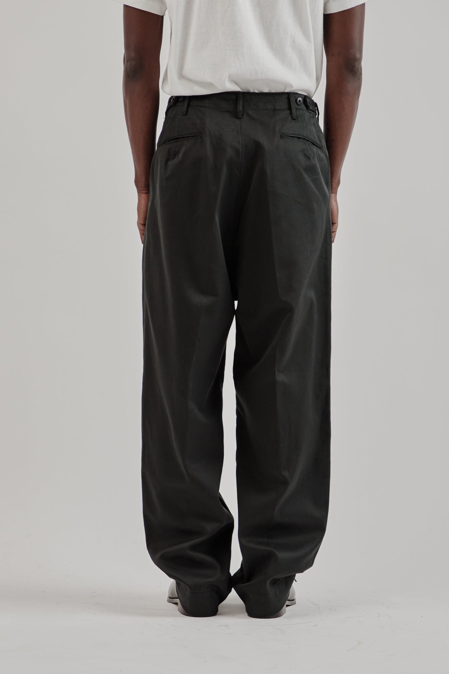 Cotton Drill Wide Military Khakis - Black