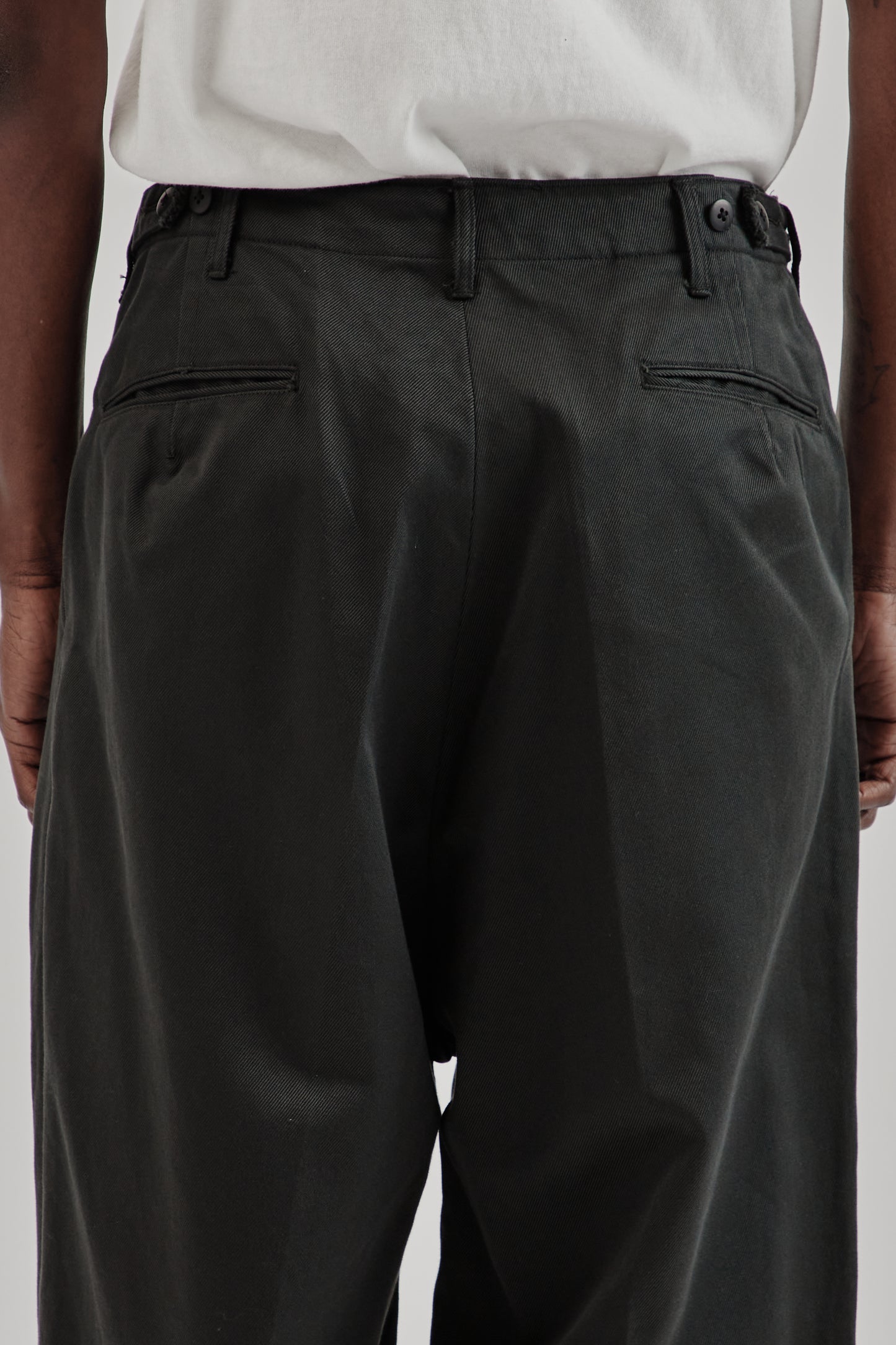 Cotton Drill Wide Military Khakis - Black