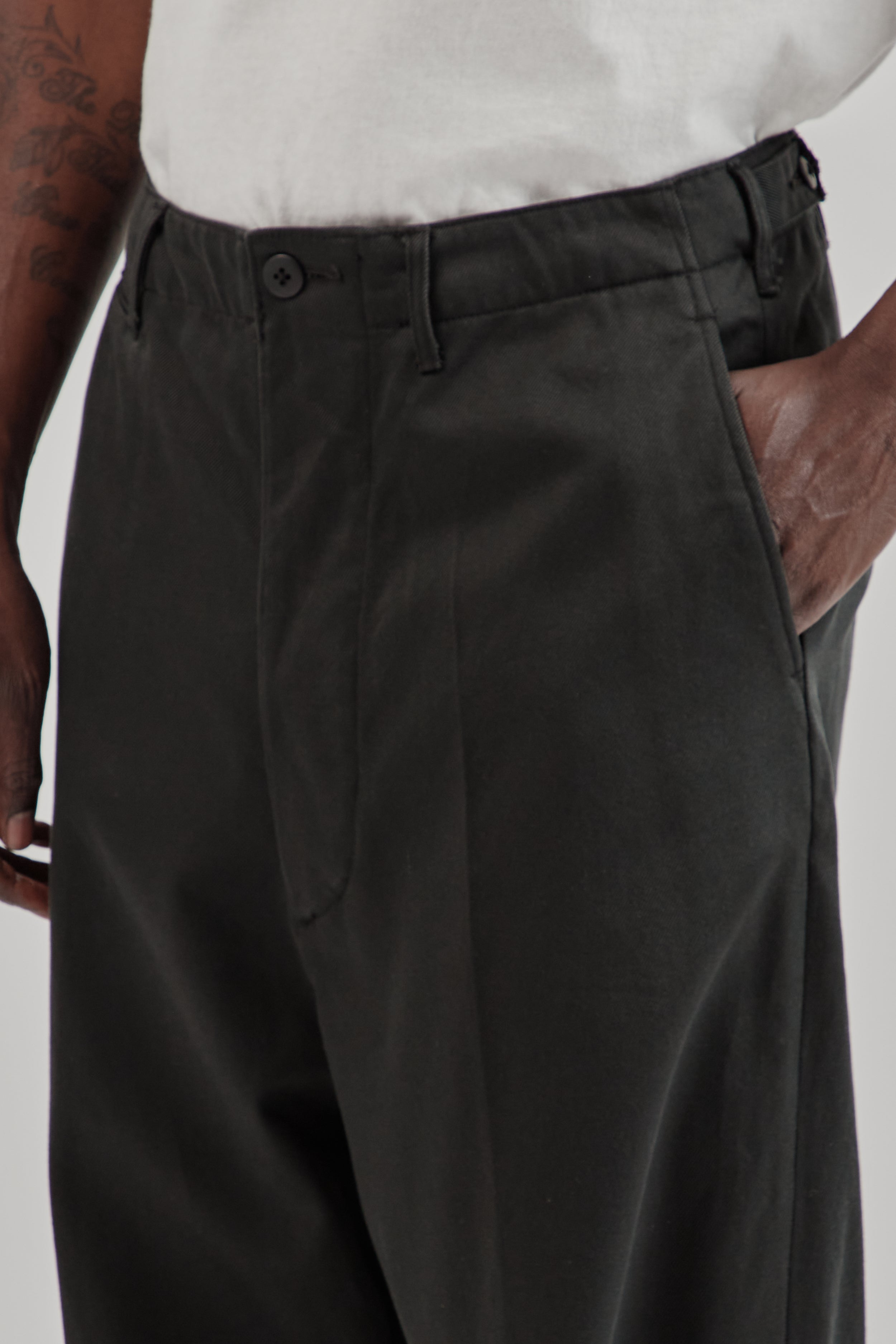 Kaptain Sunshine Cotton Drill Wide Military Khakis - Black