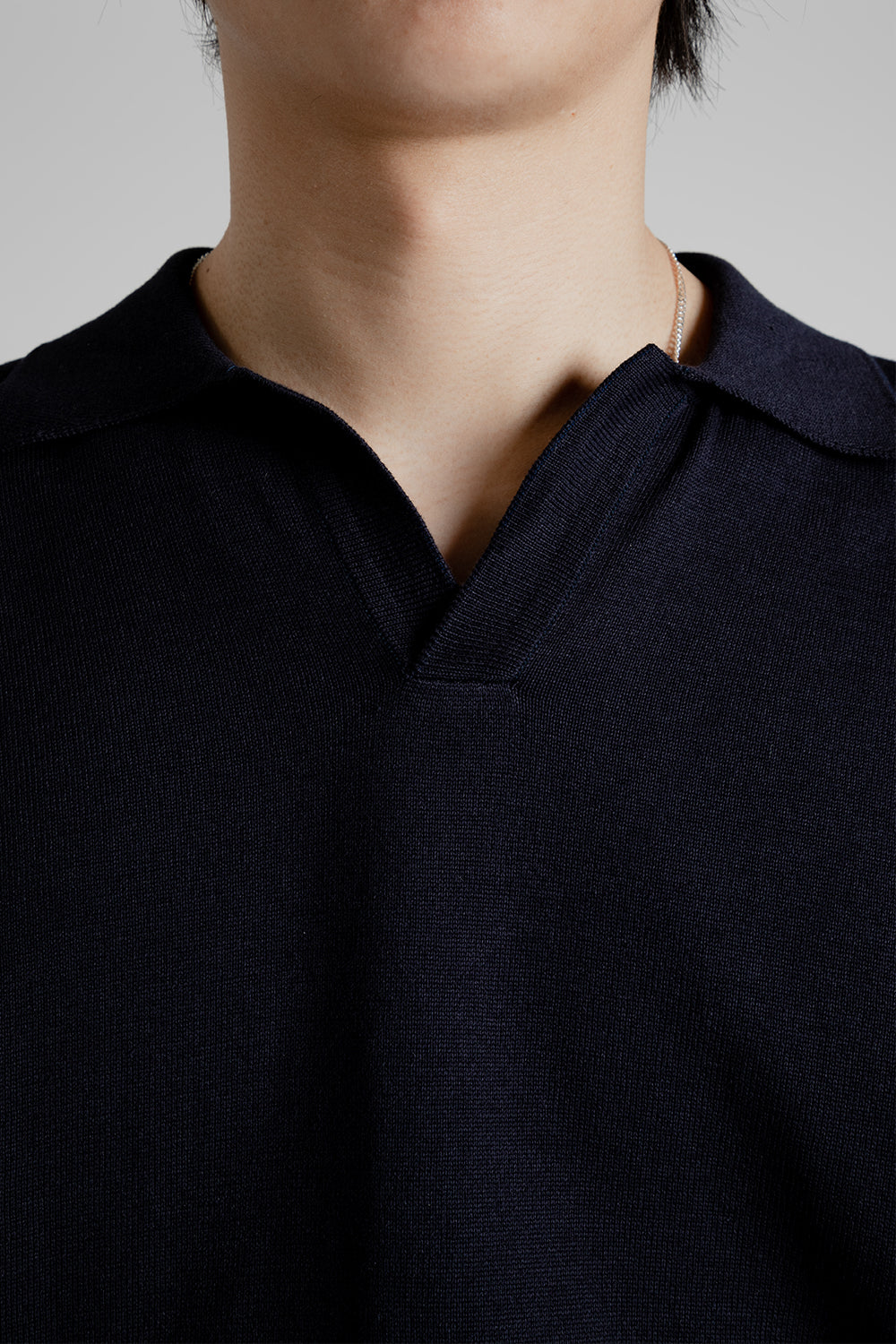 Cotton Knit Skipper Shirt - Navy