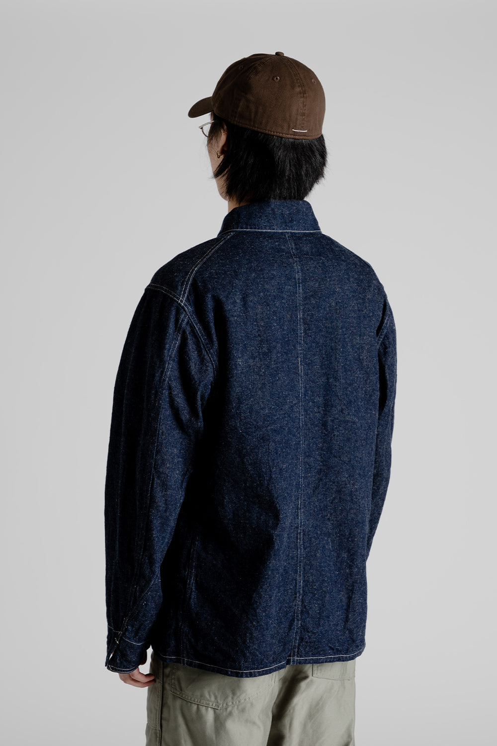 Cotton Linen Denim Coverall Jacket - Indigo