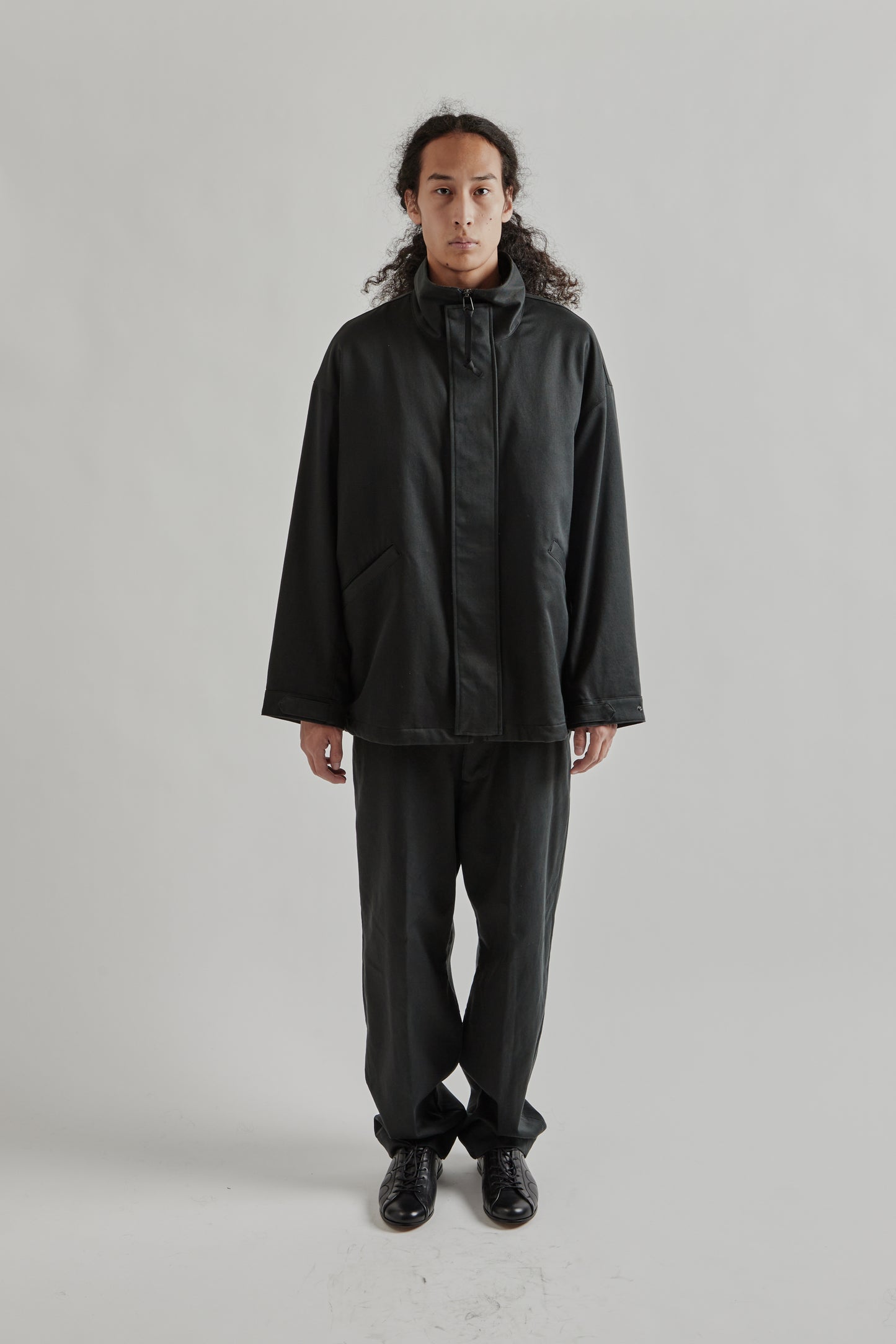 Kaptain Sunshine FW25 Cotton Drill Short Mil Coat Black