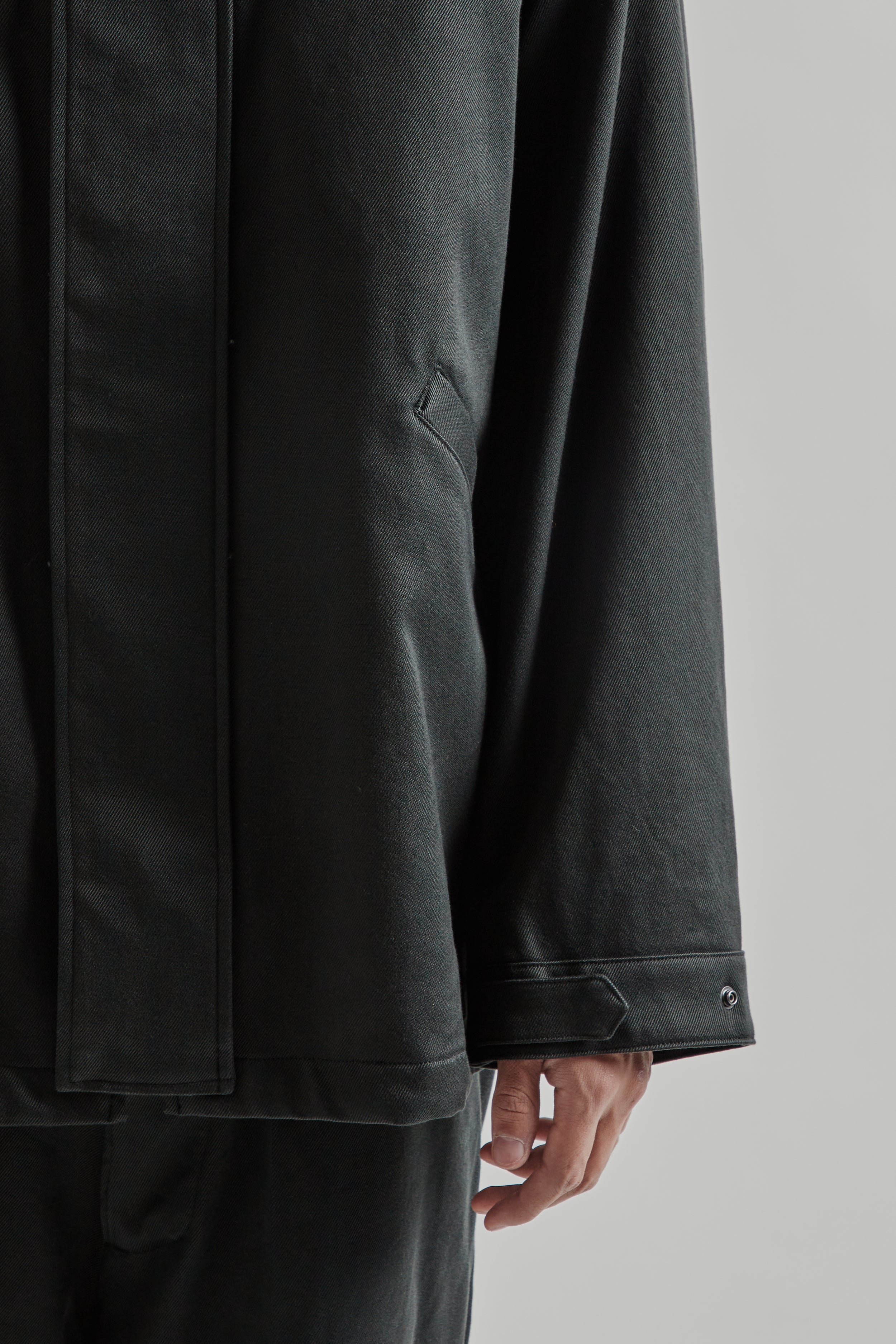 Kaptain Sunshine Cotton Drill Short Mil Coat - Black | Wallace