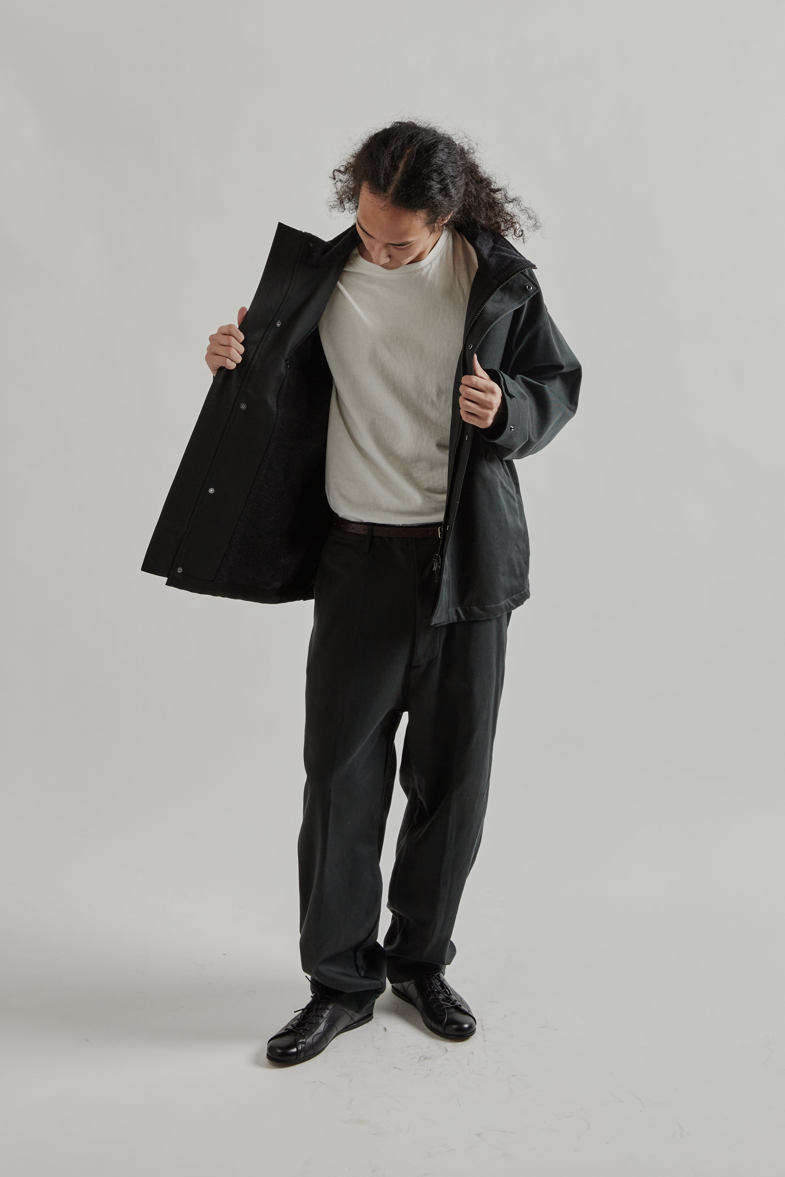 Kaptain Sunshine Cotton Drill Short Mil Coat - Black | Wallace