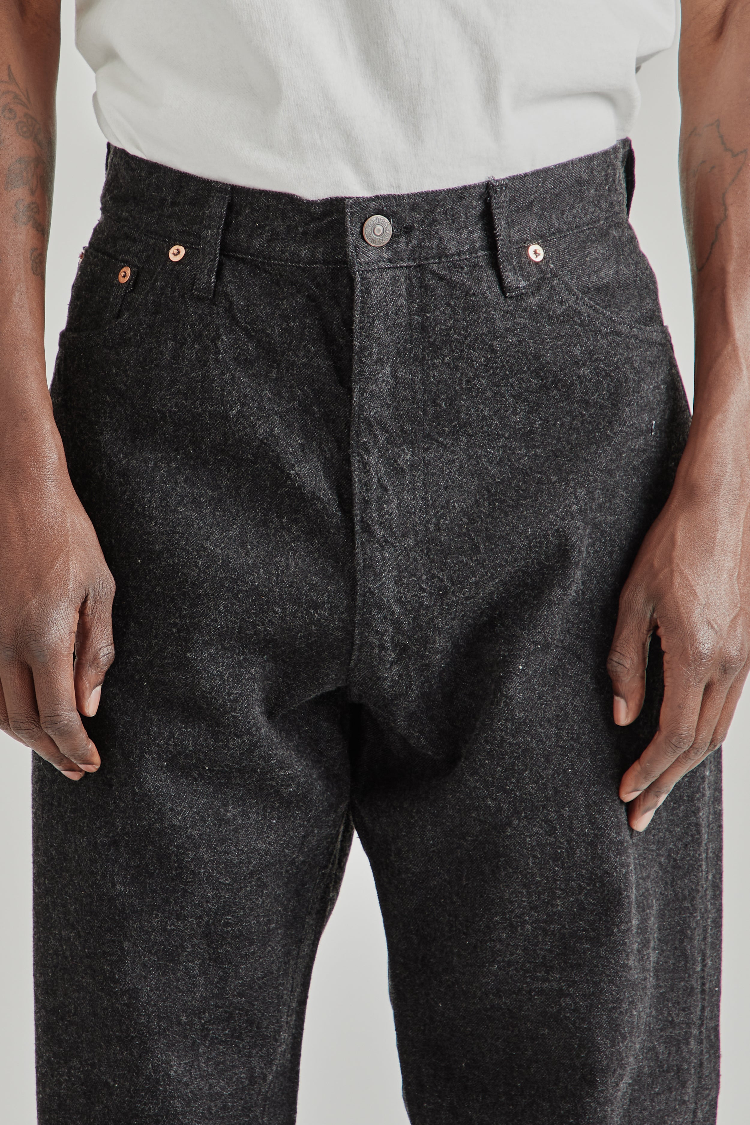 Kaptain Sunshine 5P Zipper Denim Pants Black | Wallace Mercantile