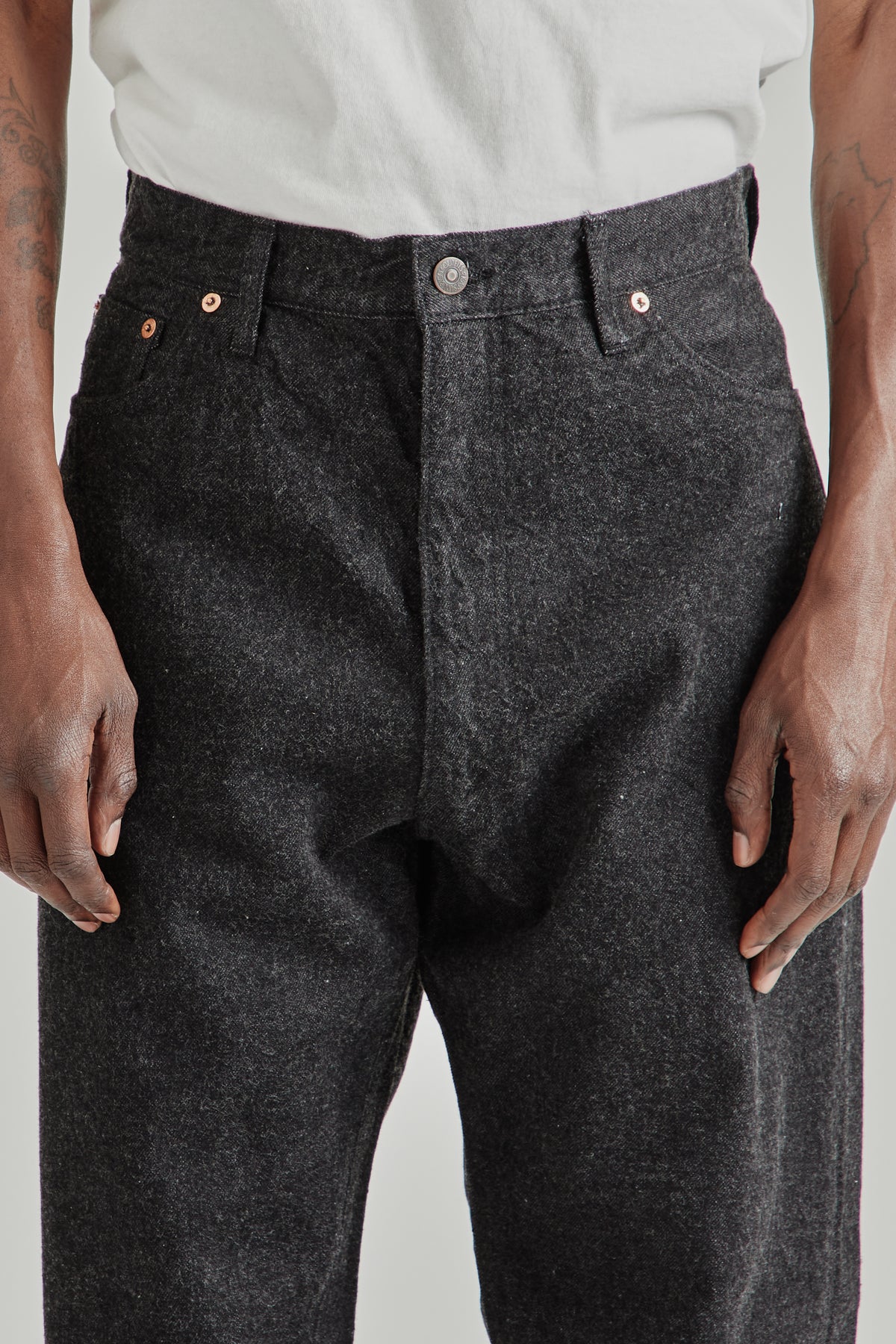 Kaptain Sunshine FW26 5P Zipper Front Denim Pants Black 0785