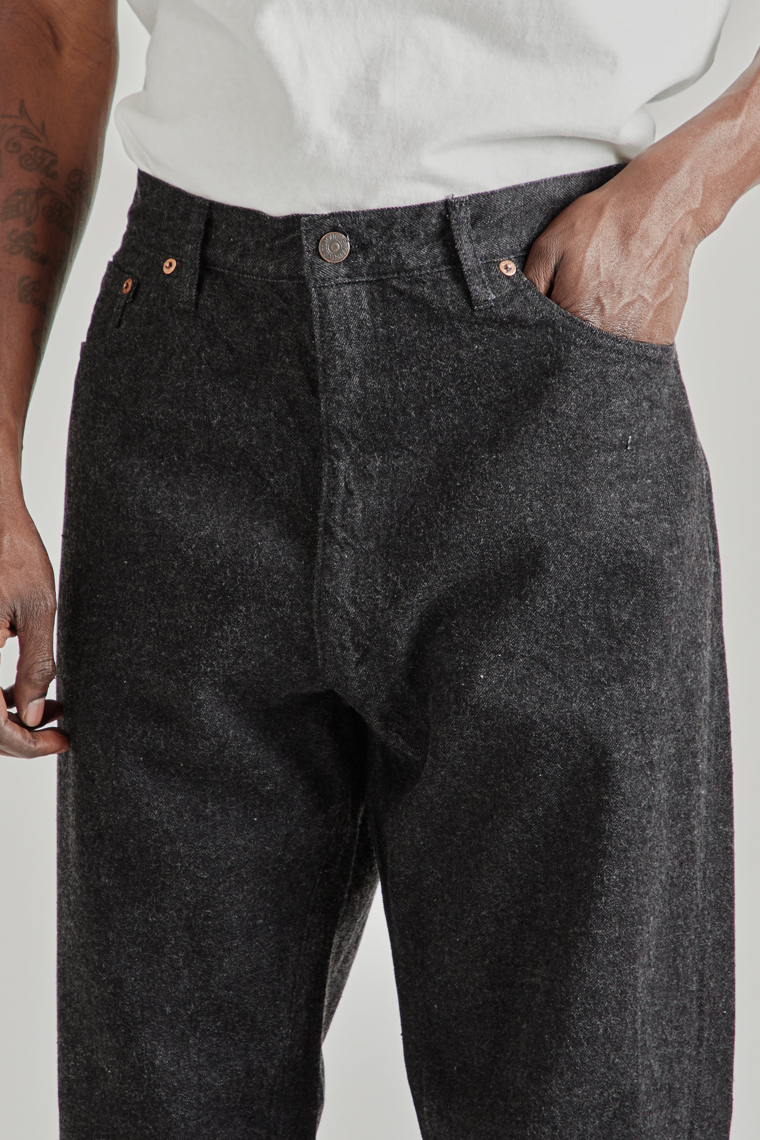 Kaptain Sunshine 5P Zipper Denim Pants Black | Wallace Mercantile