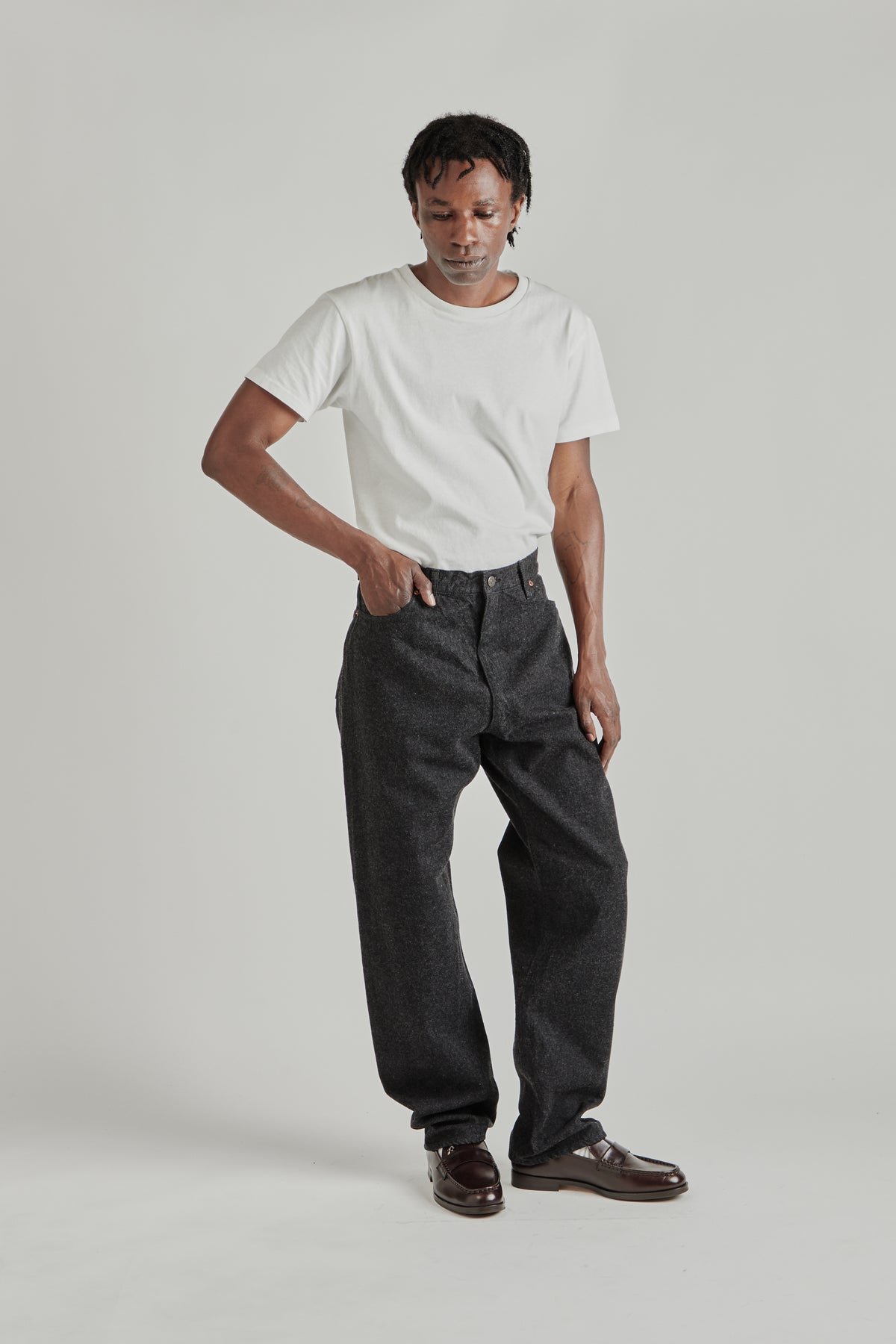 Kaptain Sunshine FW26 5P Zipper Front Denim Pants Black 0789