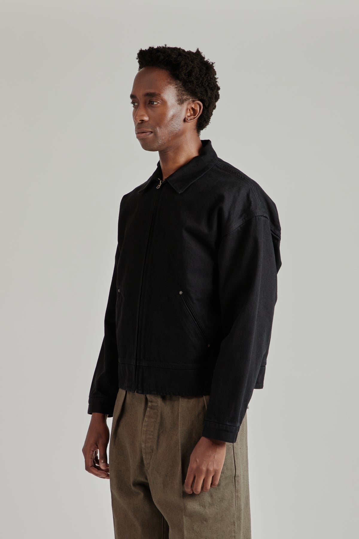Dyed Denim Work Jacket - Black