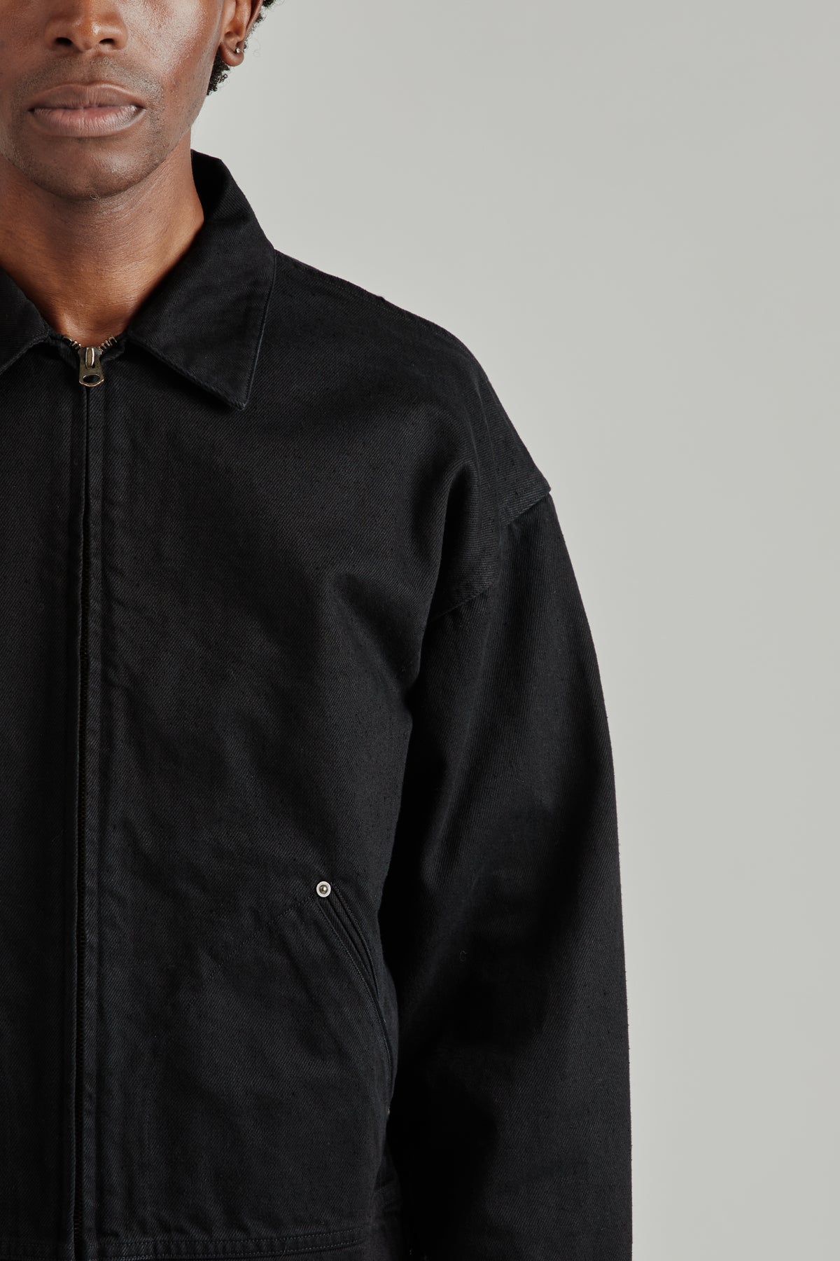 Dyed Denim Work Jacket - Black