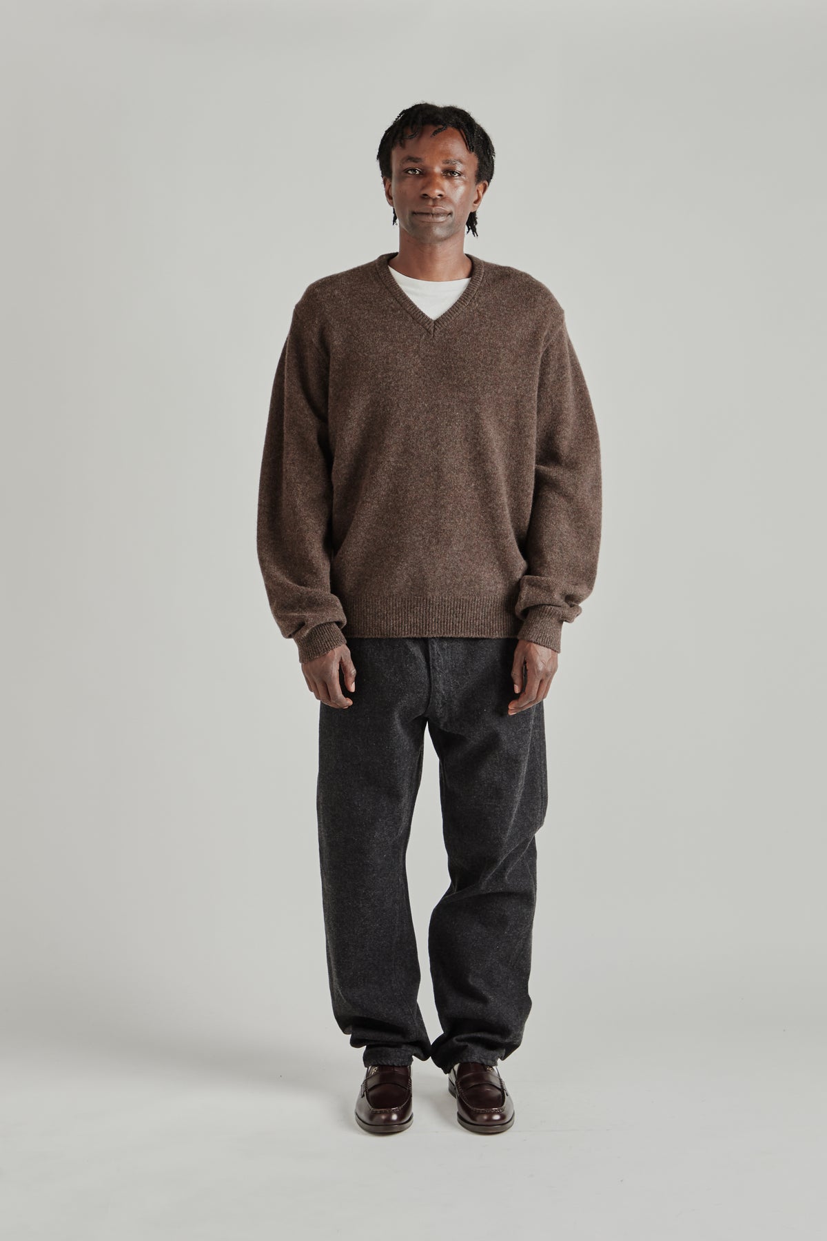 Kaptain Sunshine FW26 Lambswool VNeck Pullover Brown 0791