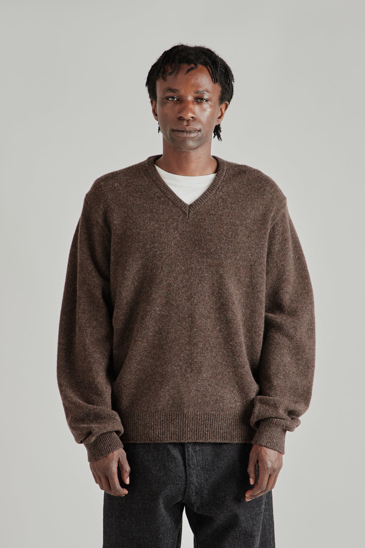 Kaptain Sunshine FW26 Lambswool VNeck Pullover Brown 0793