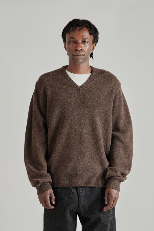 Kaptain Sunshine FW26 Lambswool VNeck Pullover Brown 0793
