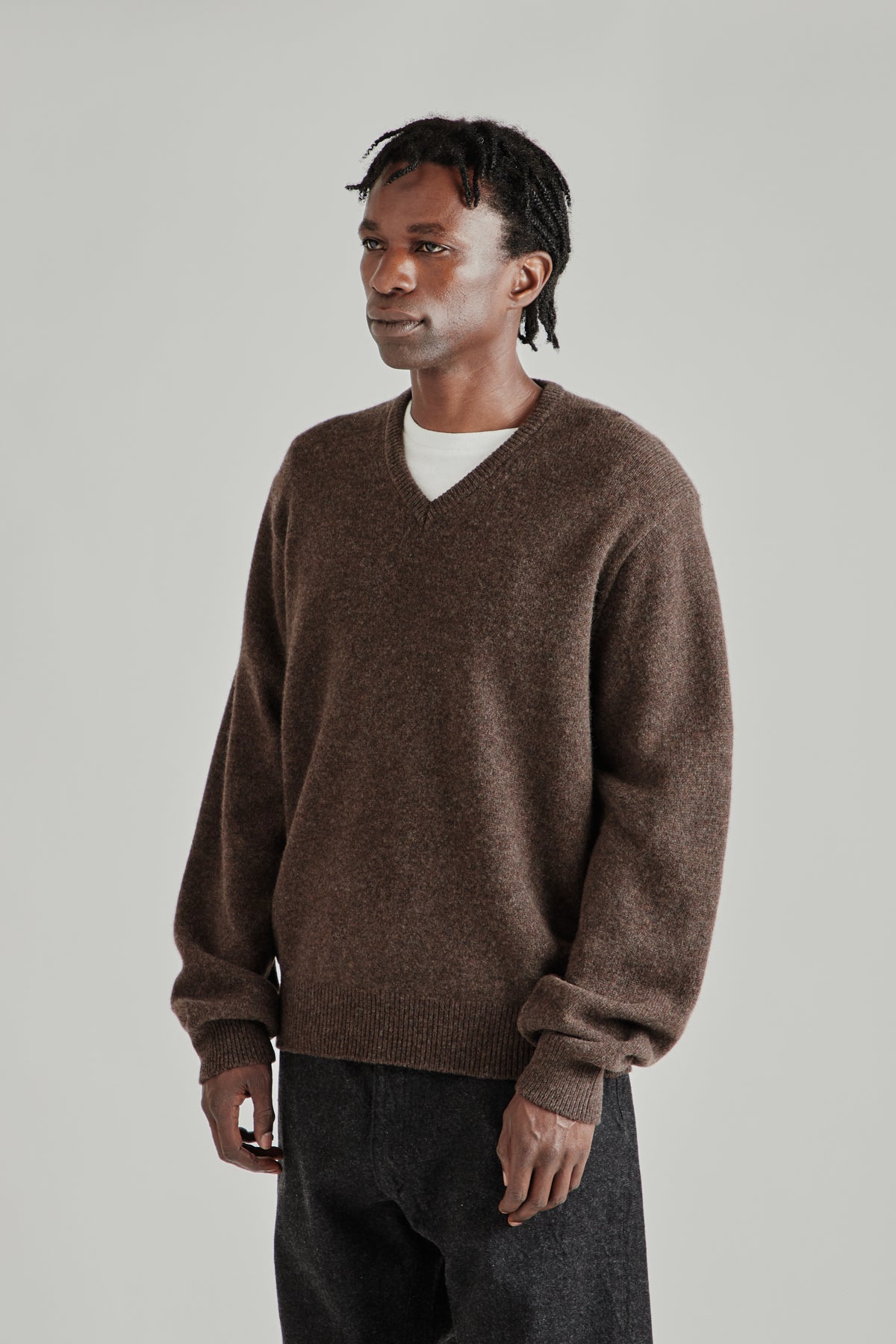 Kaptain Sunshine FW26 Lambswool VNeck Pullover Brown 0796