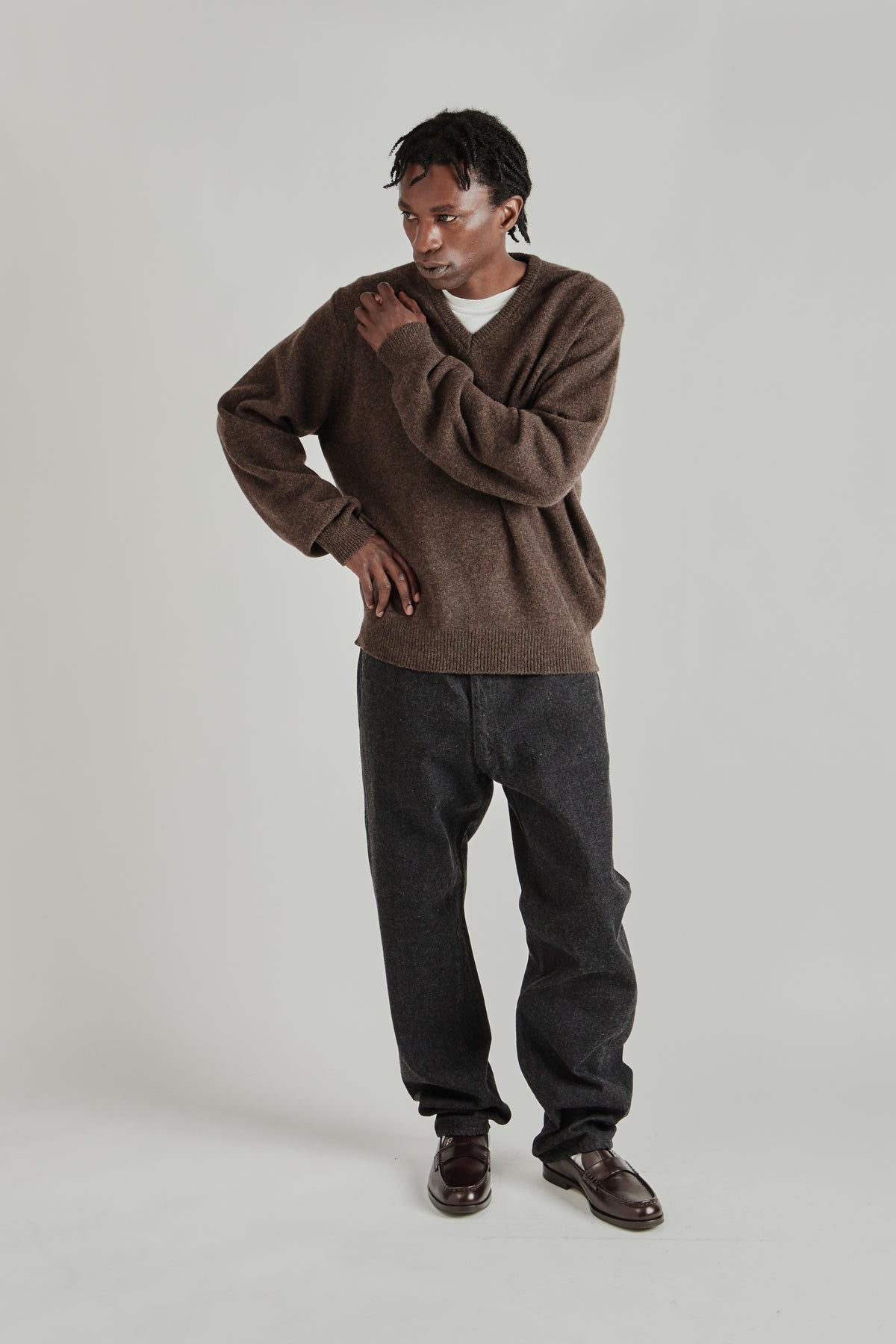 Kaptain Sunshine FW26 Lambswool VNeck Pullover Brown 0807