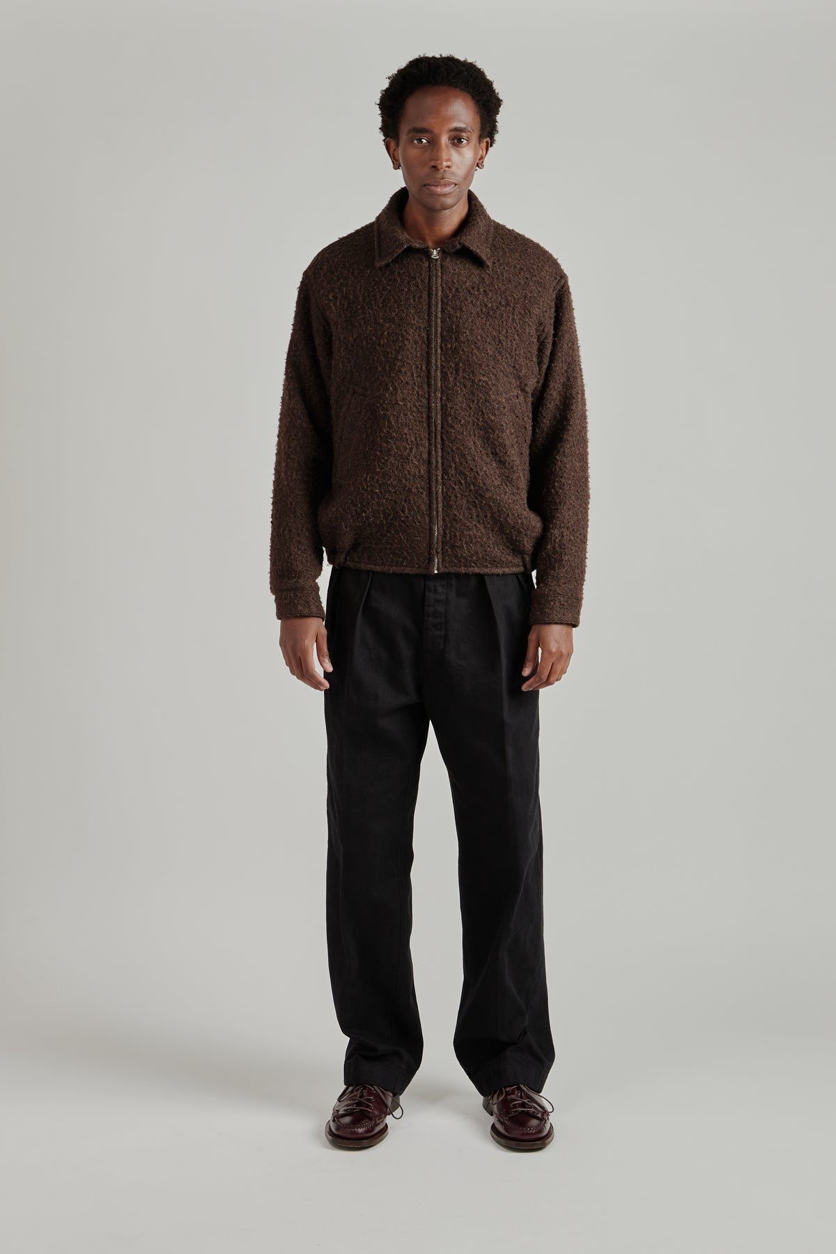 Napping Wool Zip Blouson - Top Brown