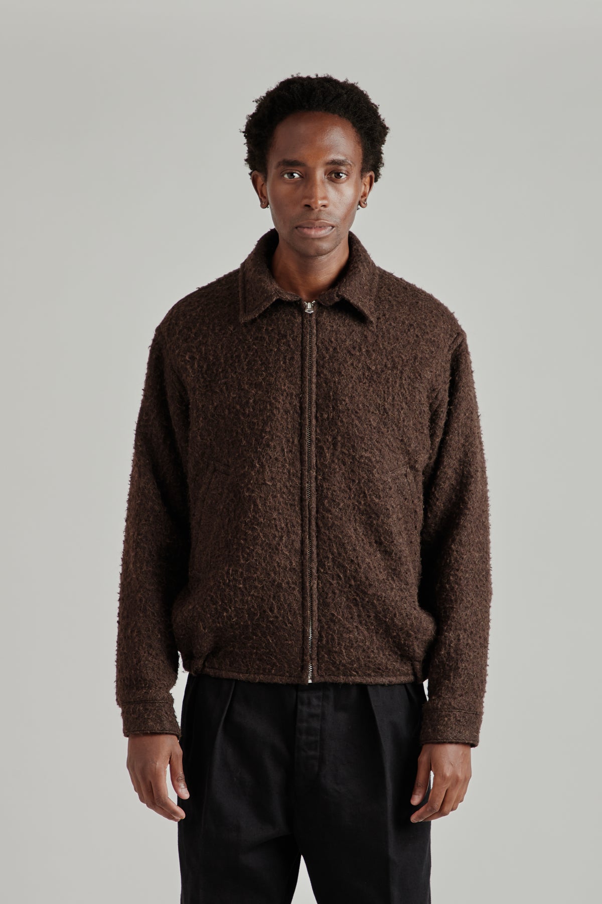Napping Wool Zip Blouson - Top Brown