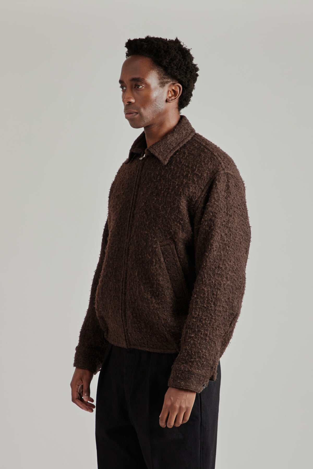 Napping Wool Zip Blouson - Top Brown
