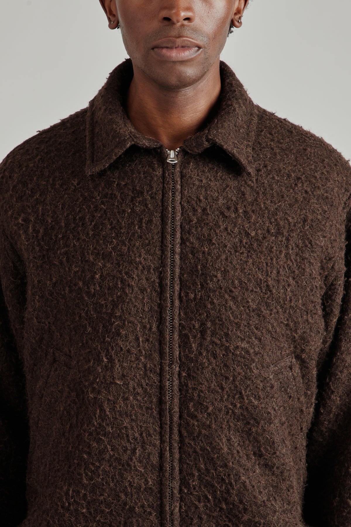Napping Wool Zip Blouson - Top Brown