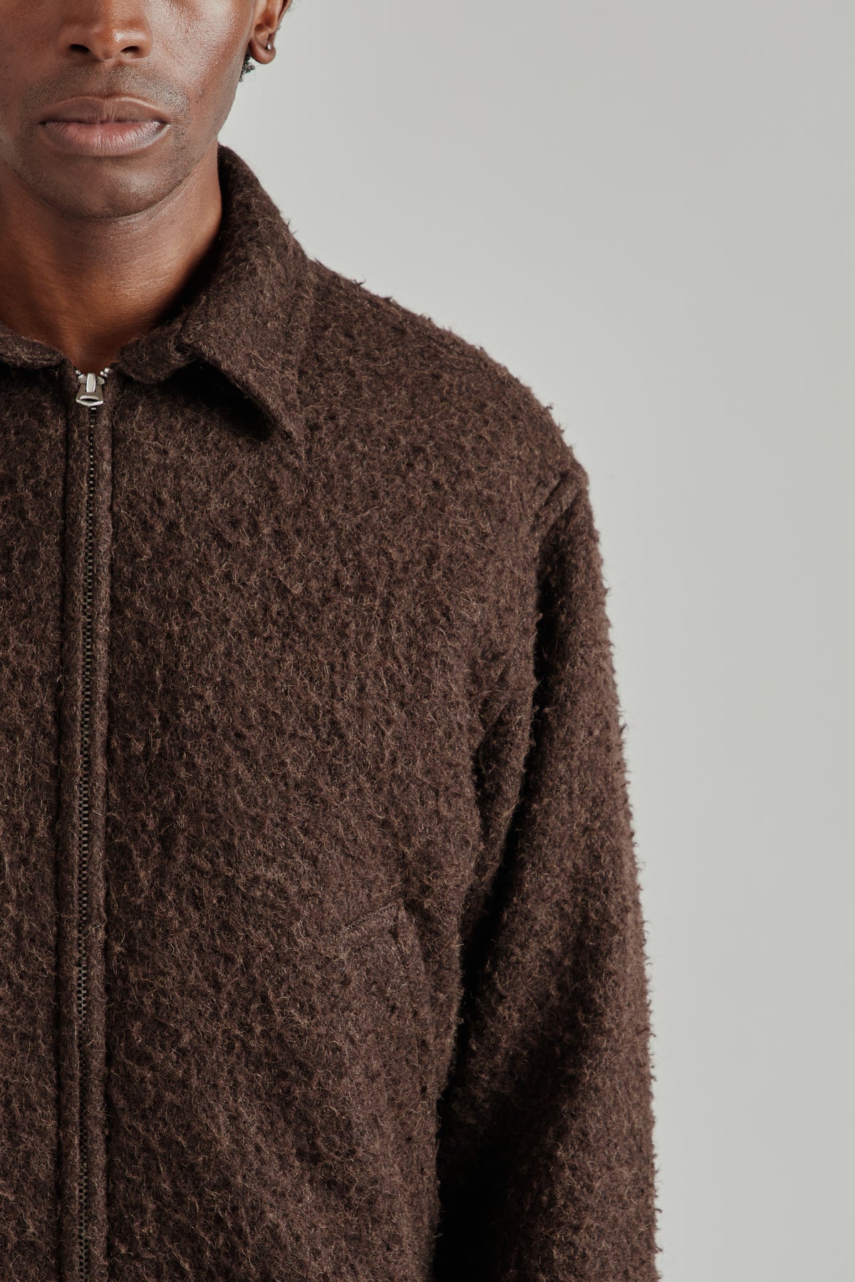 Napping Wool Zip Blouson - Top Brown