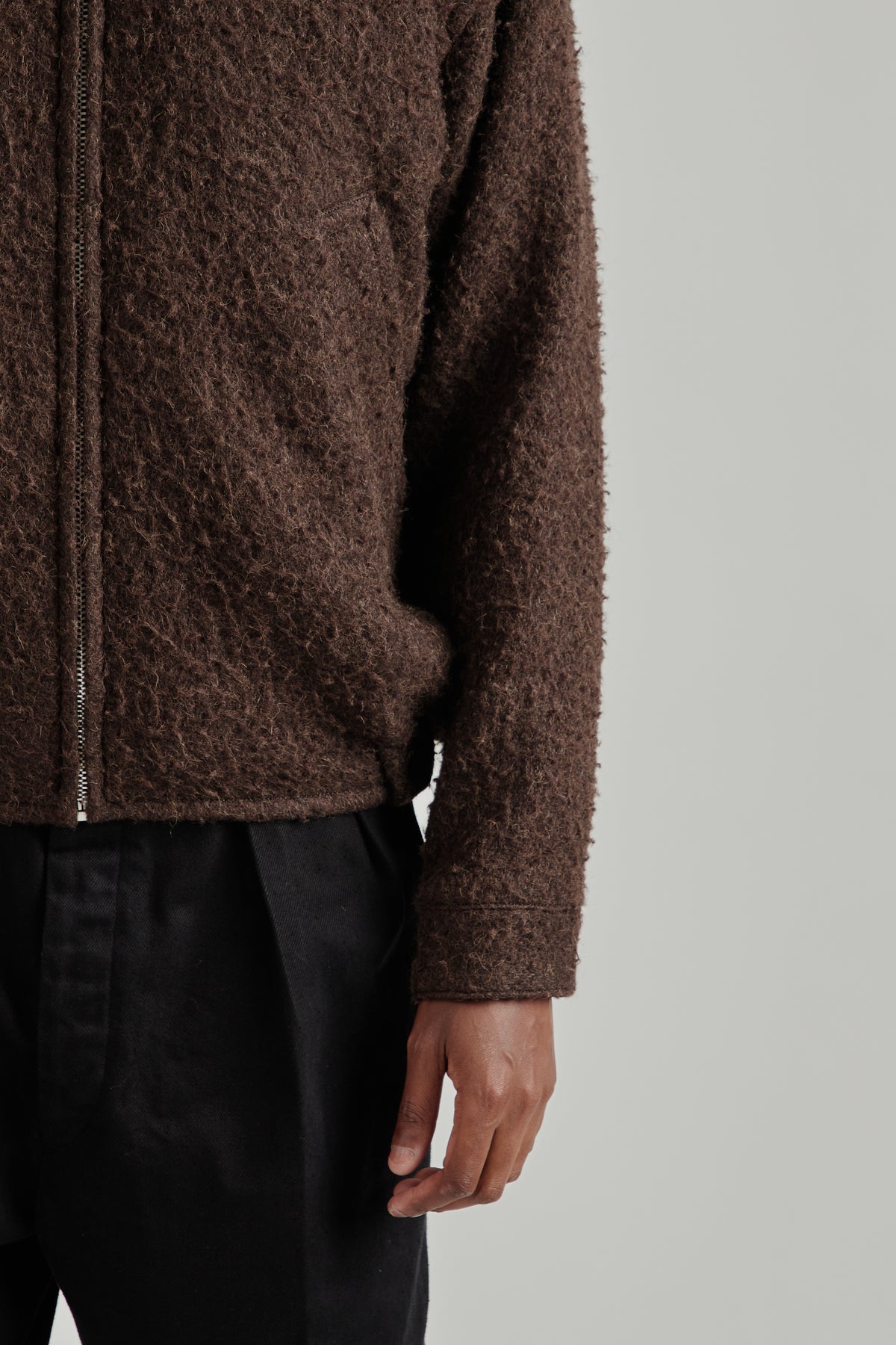 Napping Wool Zip Blouson - Top Brown
