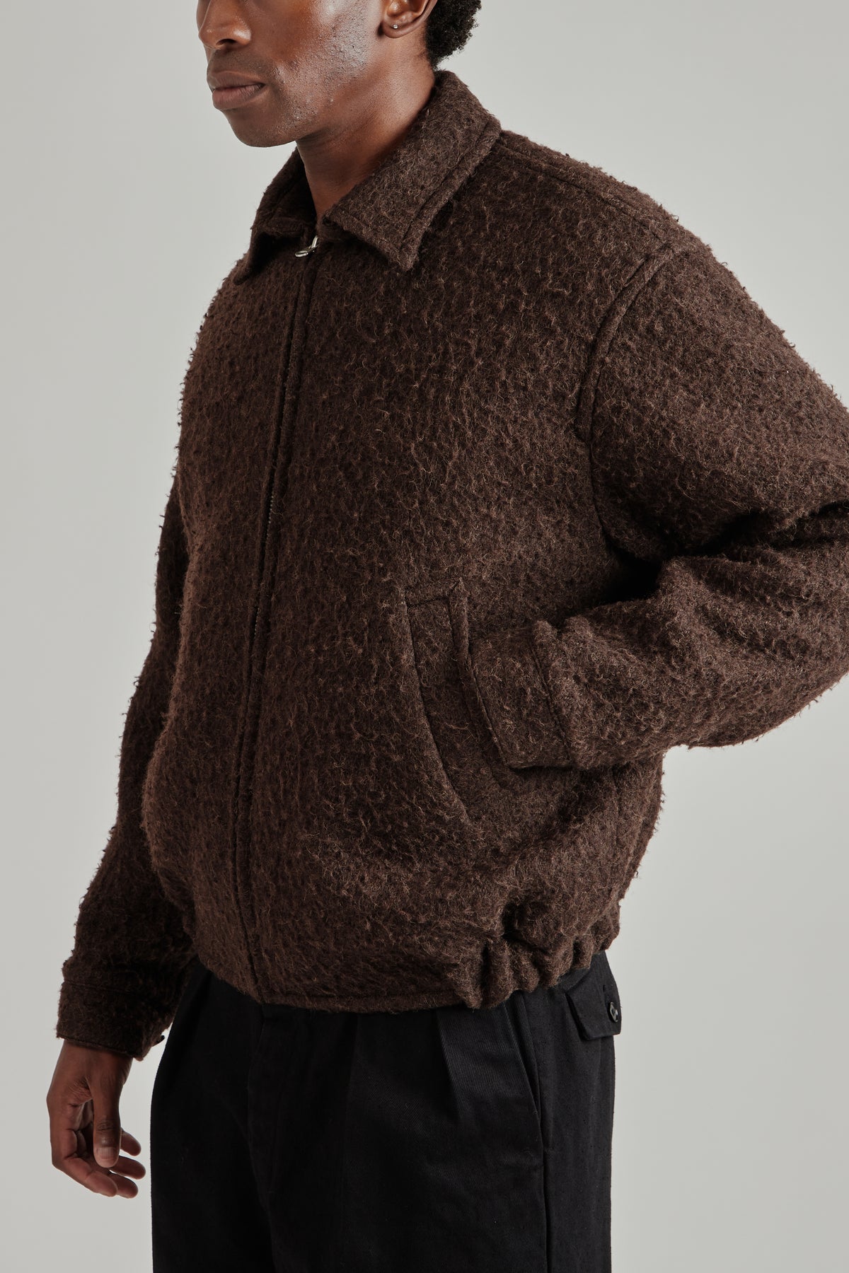 Napping Wool Zip Blouson - Top Brown