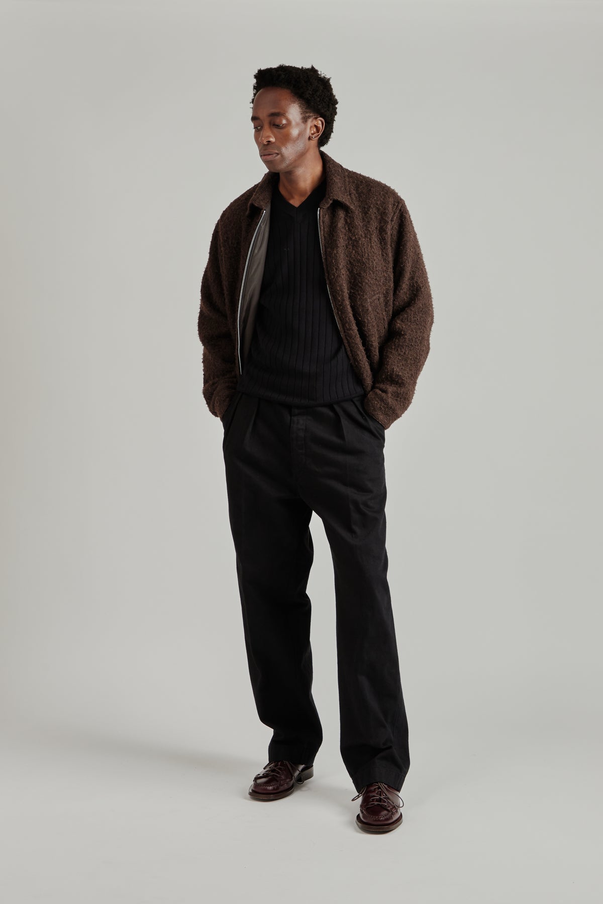 Napping Wool Zip Blouson - Top Brown