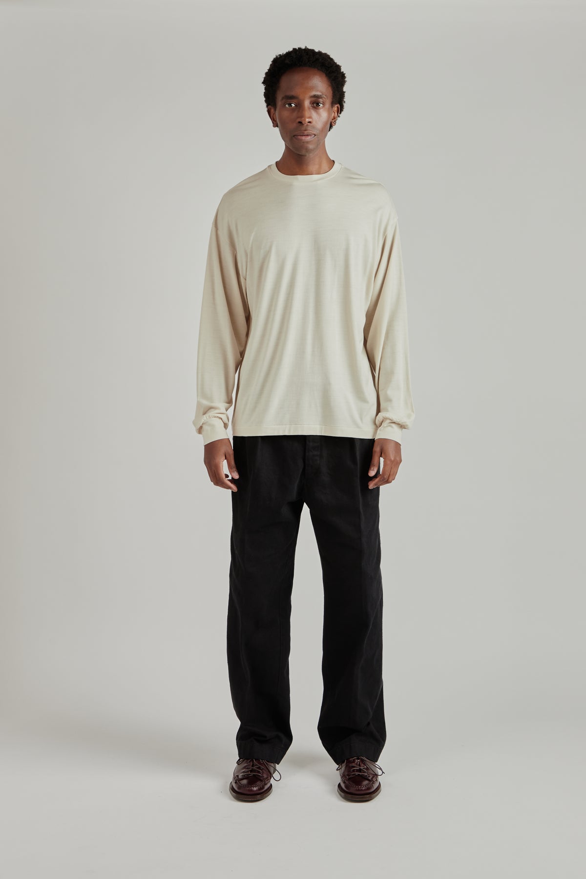 Wool Merino Long Sleeve Tee - Light Beige