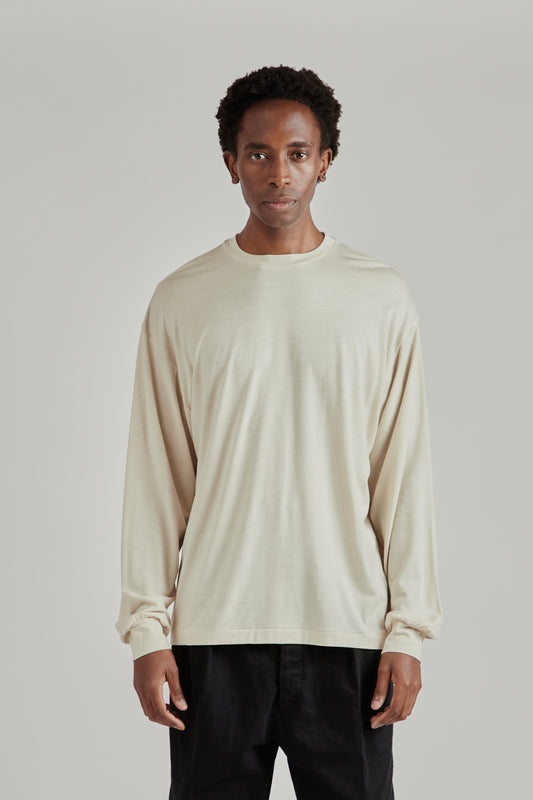 Wool Merino Long Sleeve Tee - Light Beige