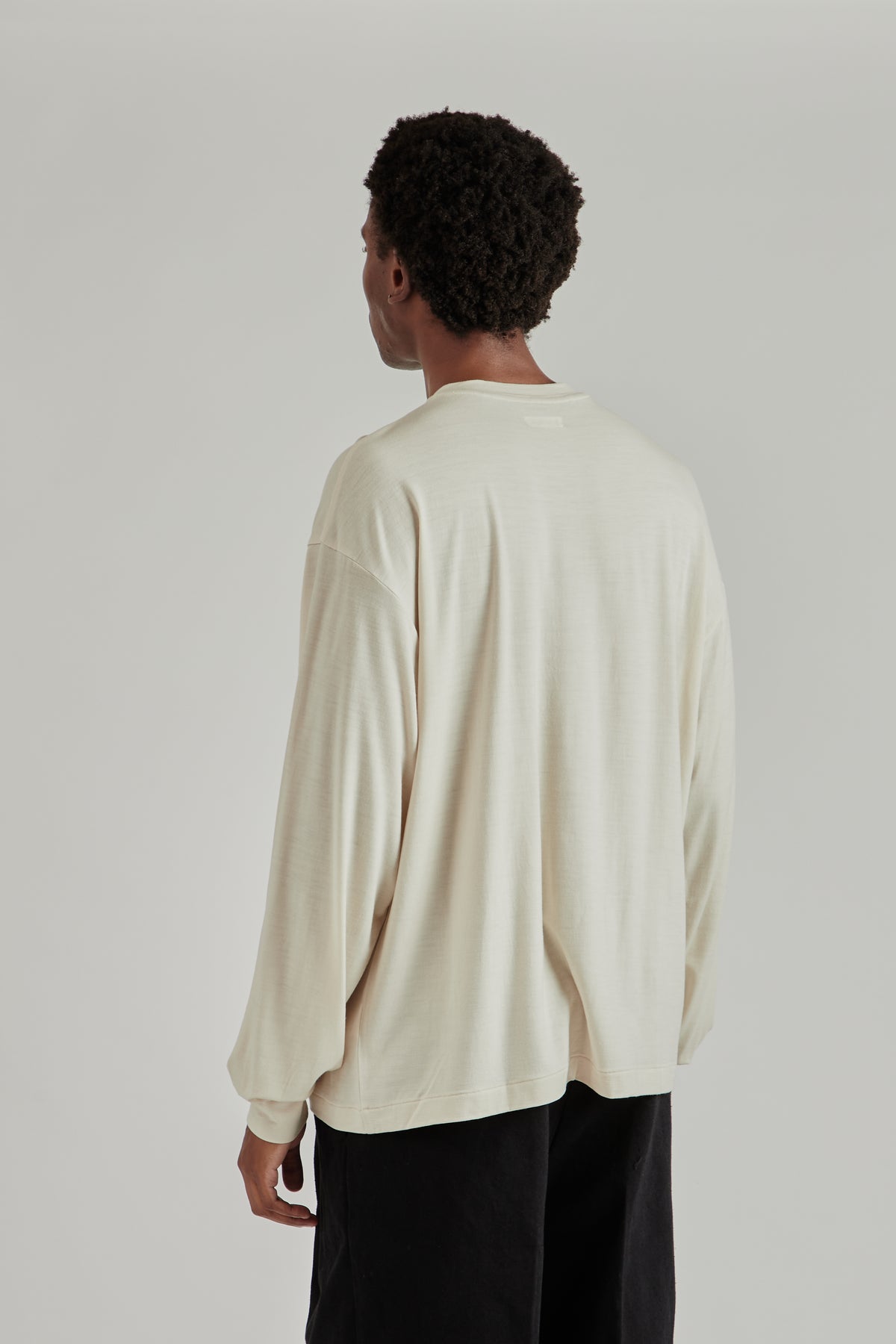 Wool Merino Long Sleeve Tee - Light Beige