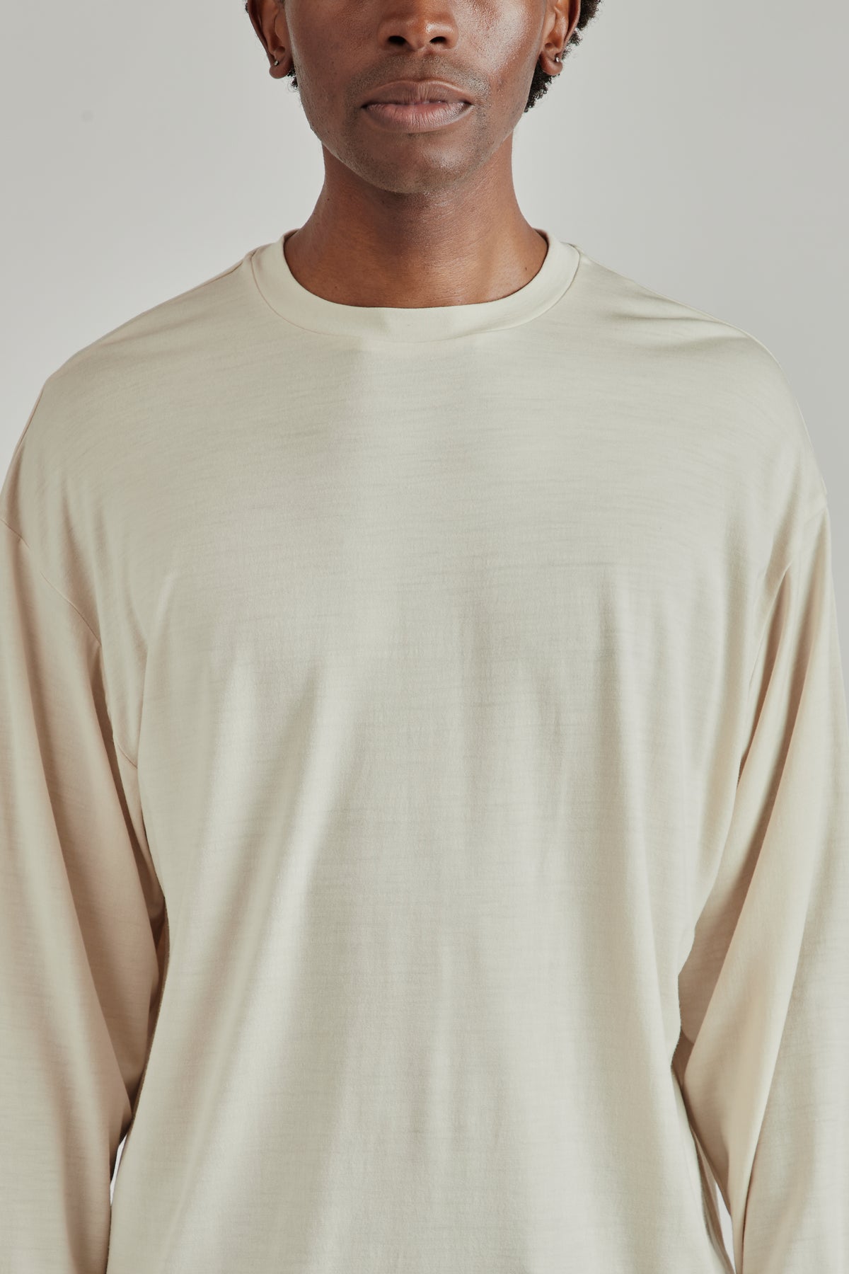 Wool Merino Long Sleeve Tee - Light Beige