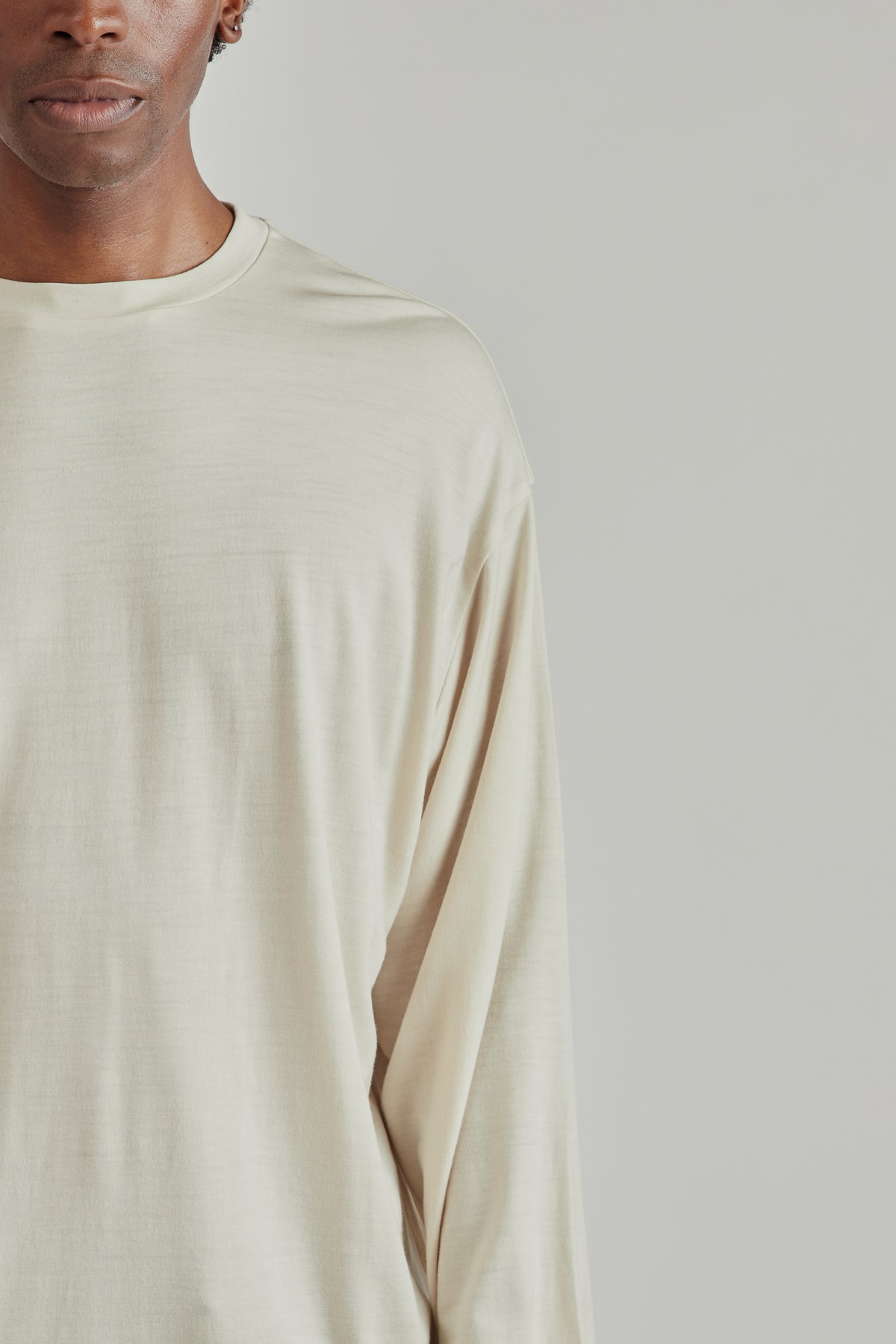 Wool Merino Long Sleeve Tee - Light Beige