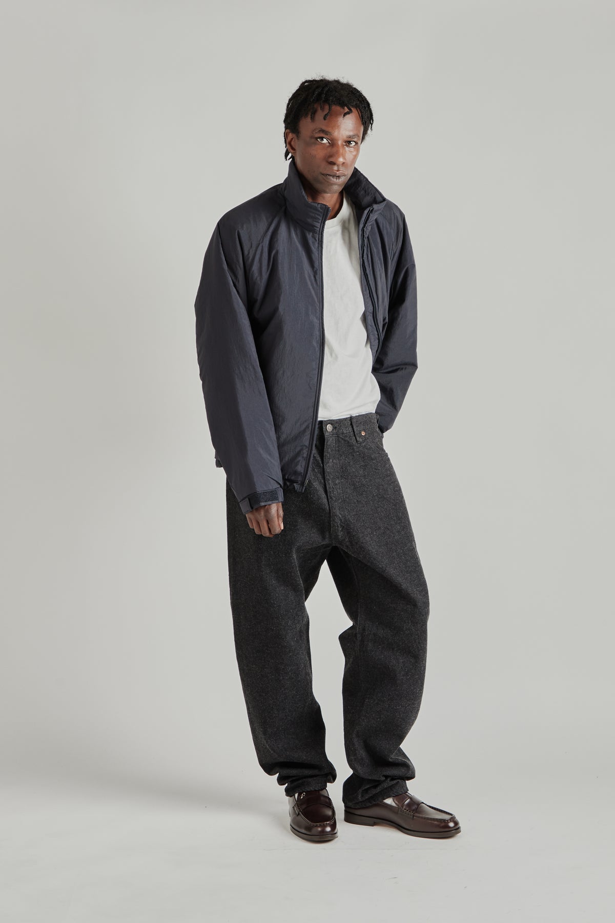 Shrink Nylon Puffer Jacket - Navy