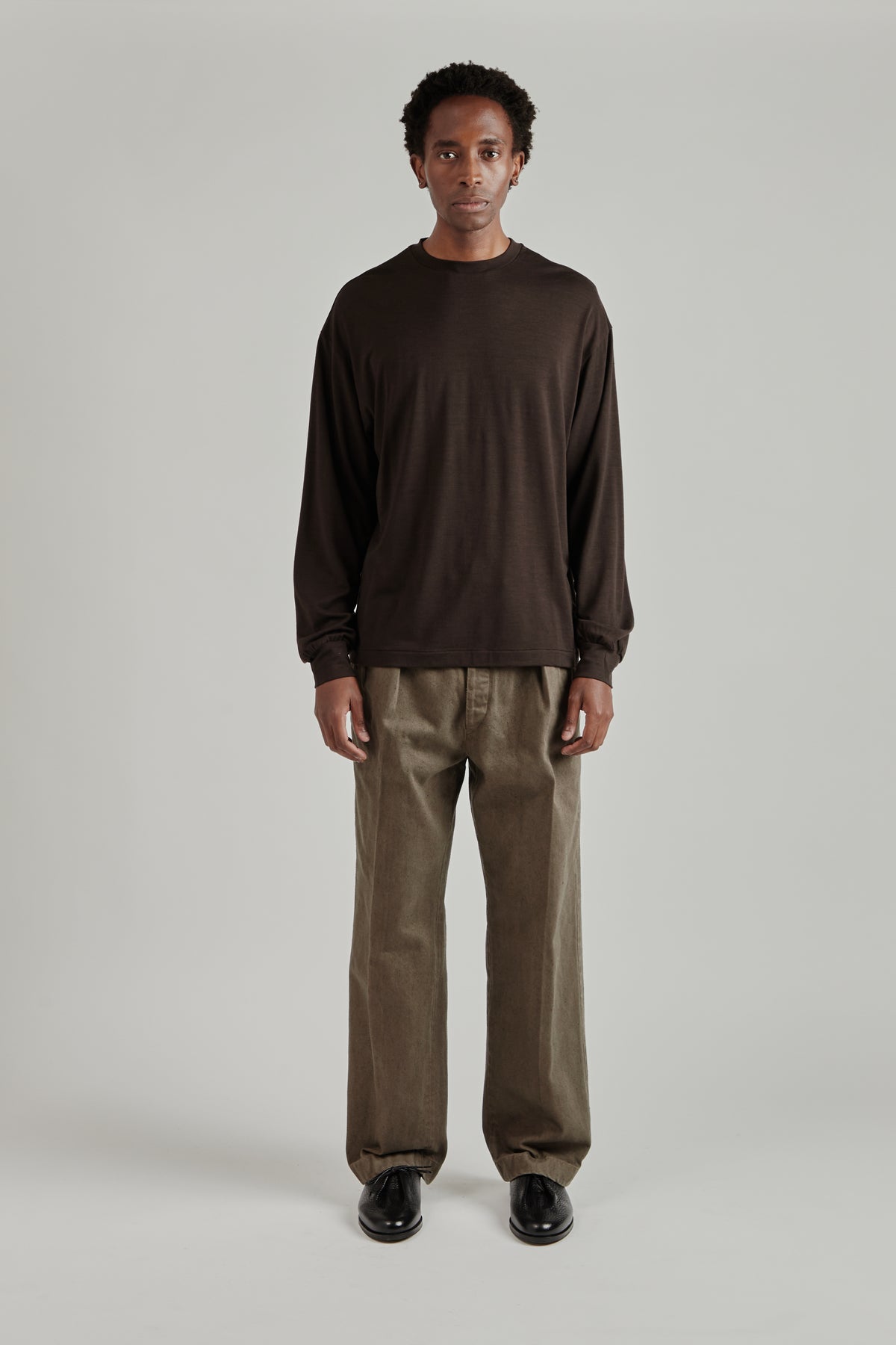 Wool Merino Long Sleeve Tee - Espresso