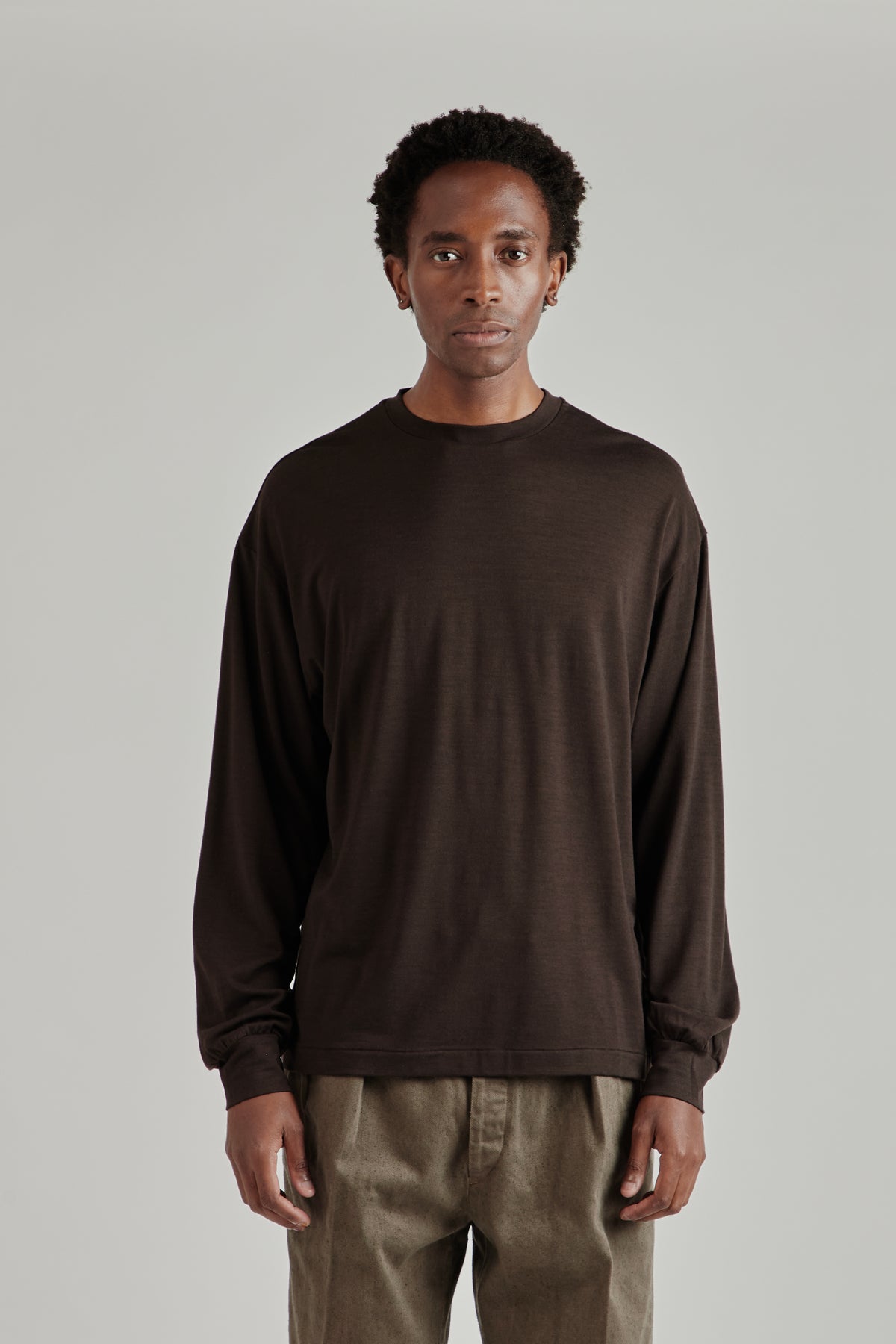Wool Merino Long Sleeve Tee - Espresso