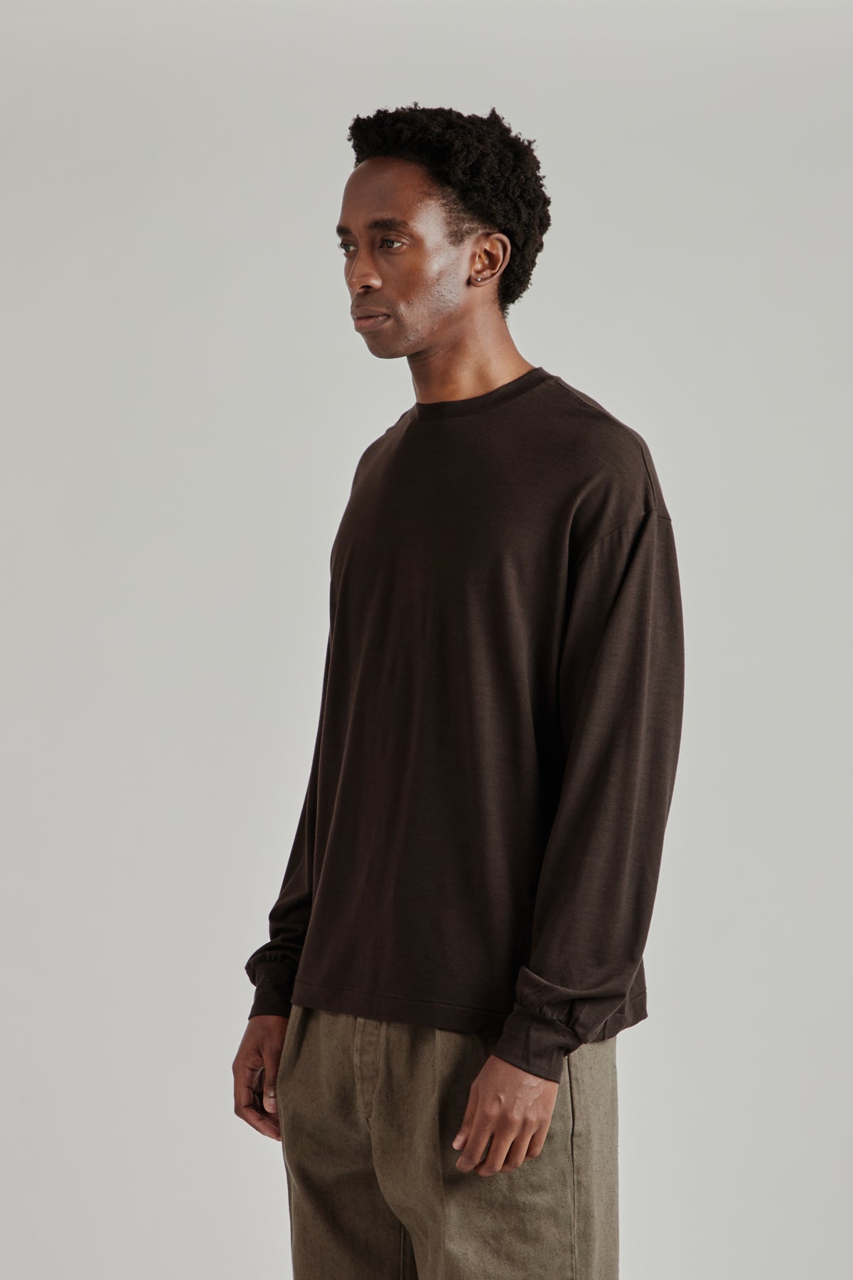 Wool Merino Long Sleeve Tee - Espresso