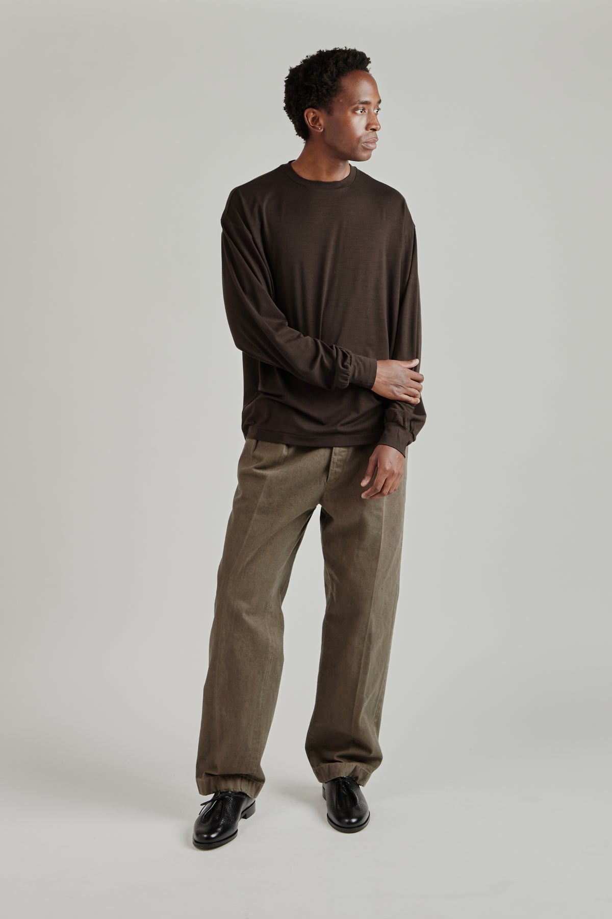Wool Merino Long Sleeve Tee - Espresso
