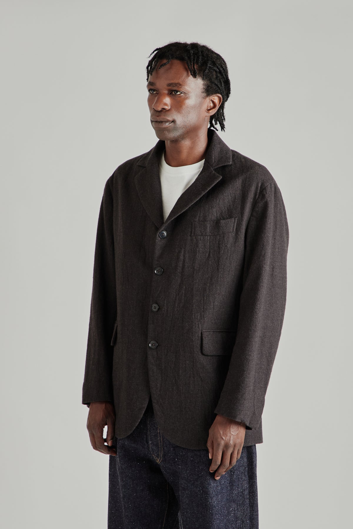 Wool Serge 4B Jacket - Top Brown