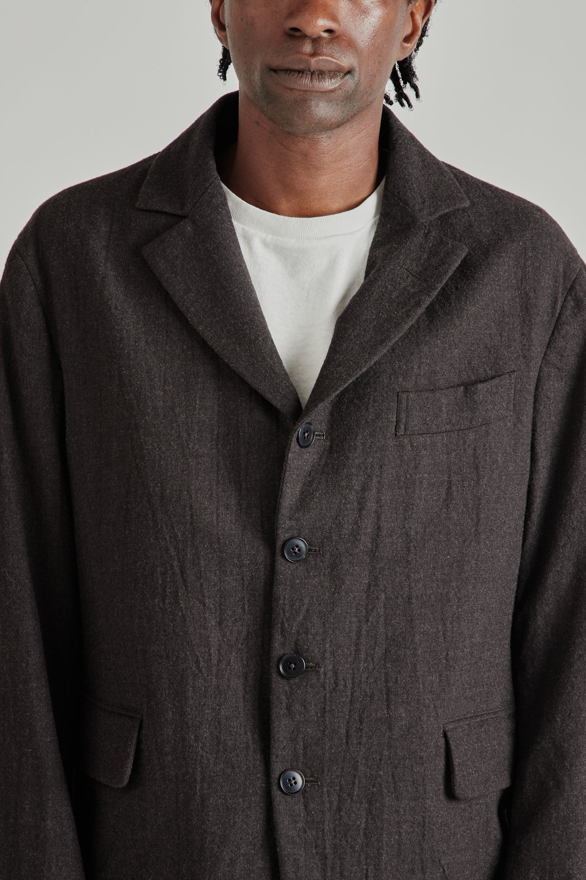 Wool Serge 4B Jacket - Top Brown