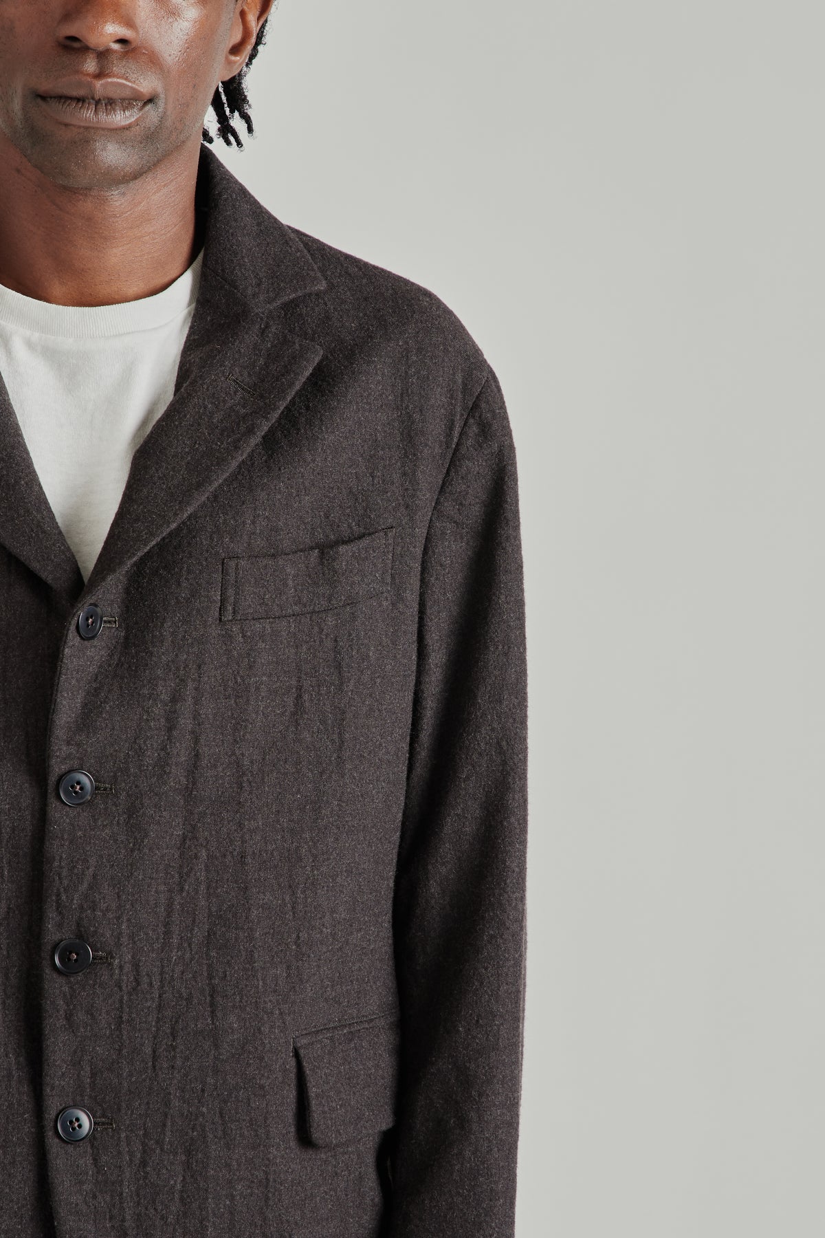 Wool Serge 4B Jacket - Top Brown