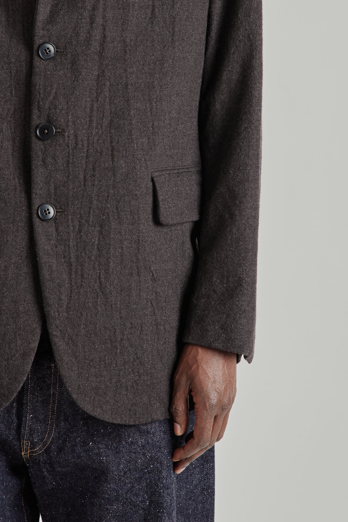 Wool Serge 4B Jacket - Top Brown