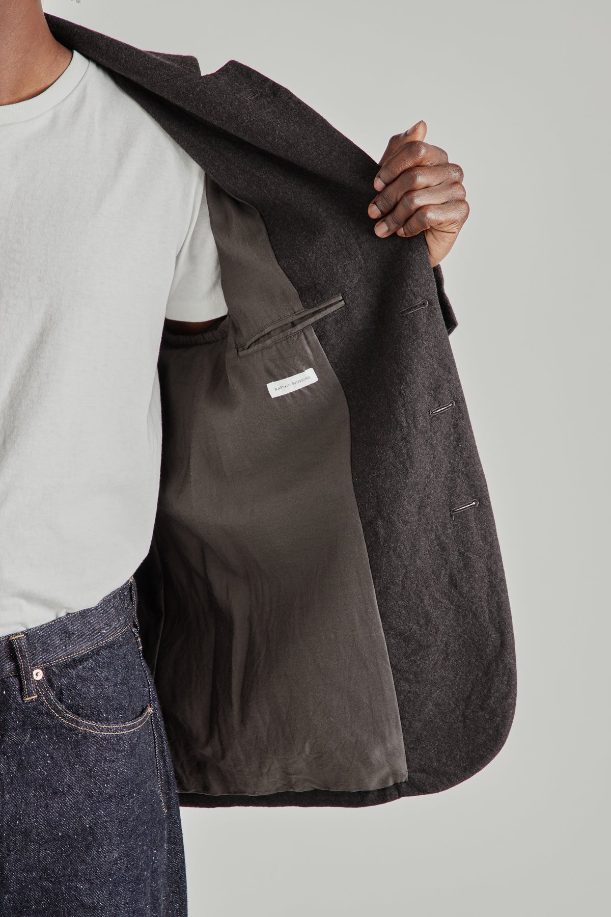 Wool Serge 4B Jacket - Top Brown