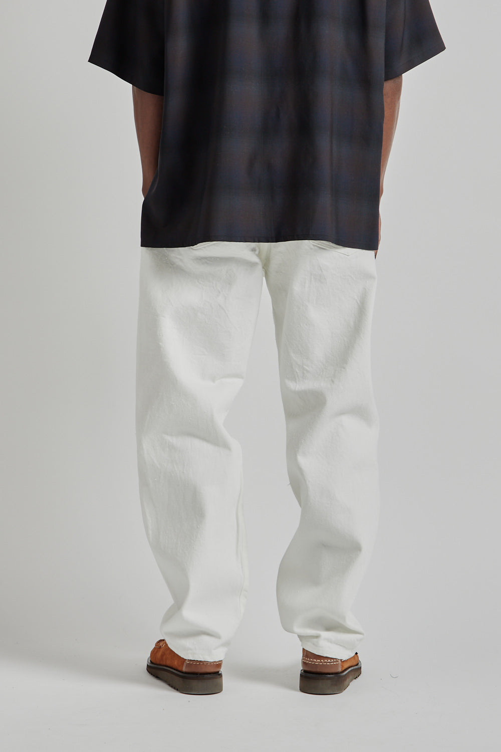 Kaptain Sunshine 5P Zipper Front Denim Pants - White One Wash