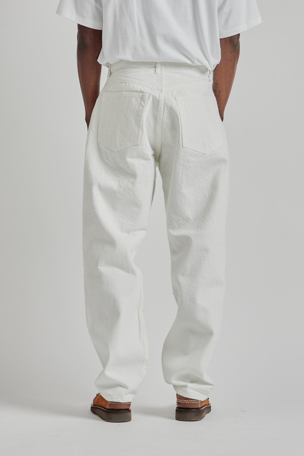 Kaptain Sunshine 5P Zipper Front Denim Pants - White One Wash