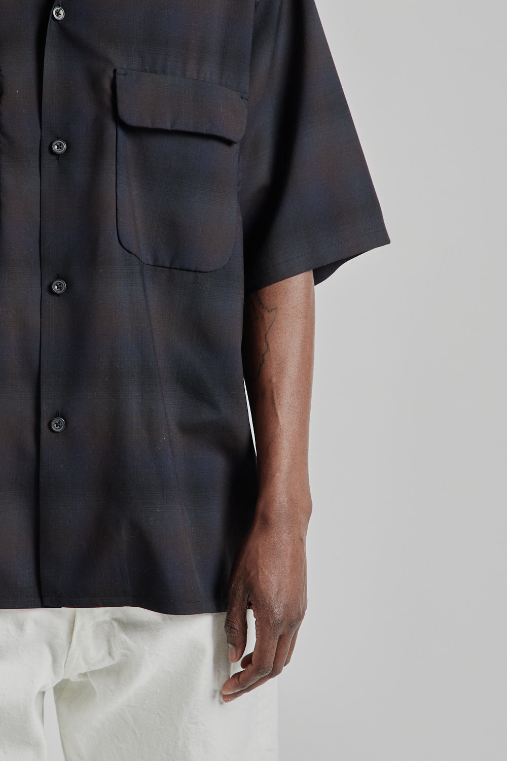 Kaptain Sunshine Open Collared SS Shirt - Dark Ombre