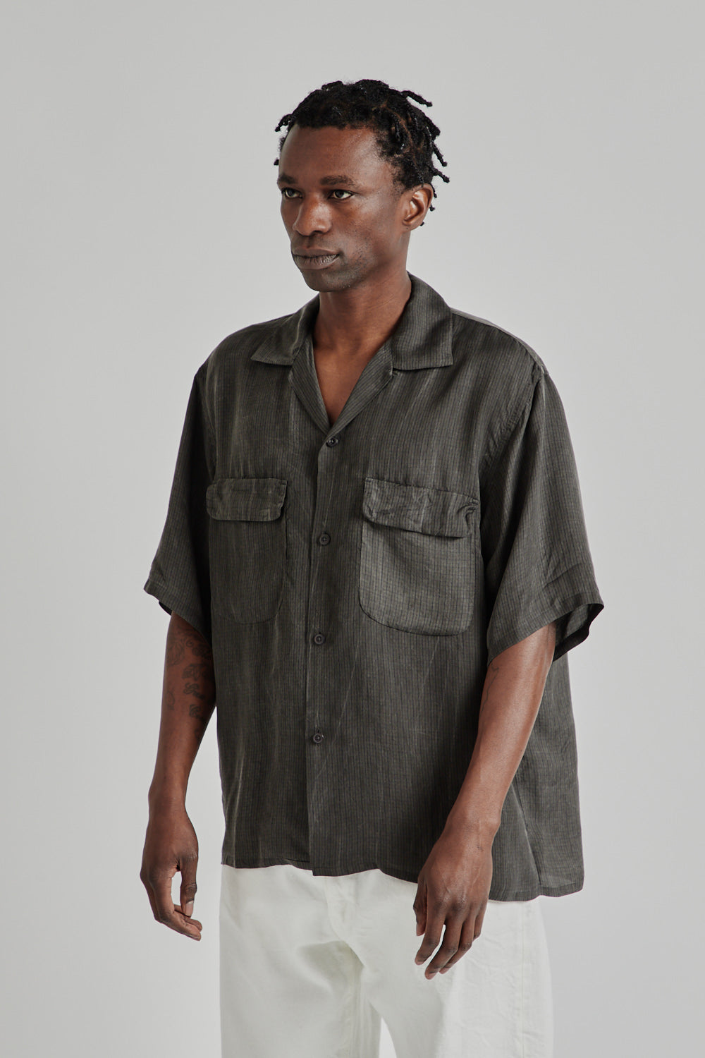 半額以下で買えるクーポン特集 Kaptain Sunshine Open Collared SS Shirt - Ink Black Plaid トップス