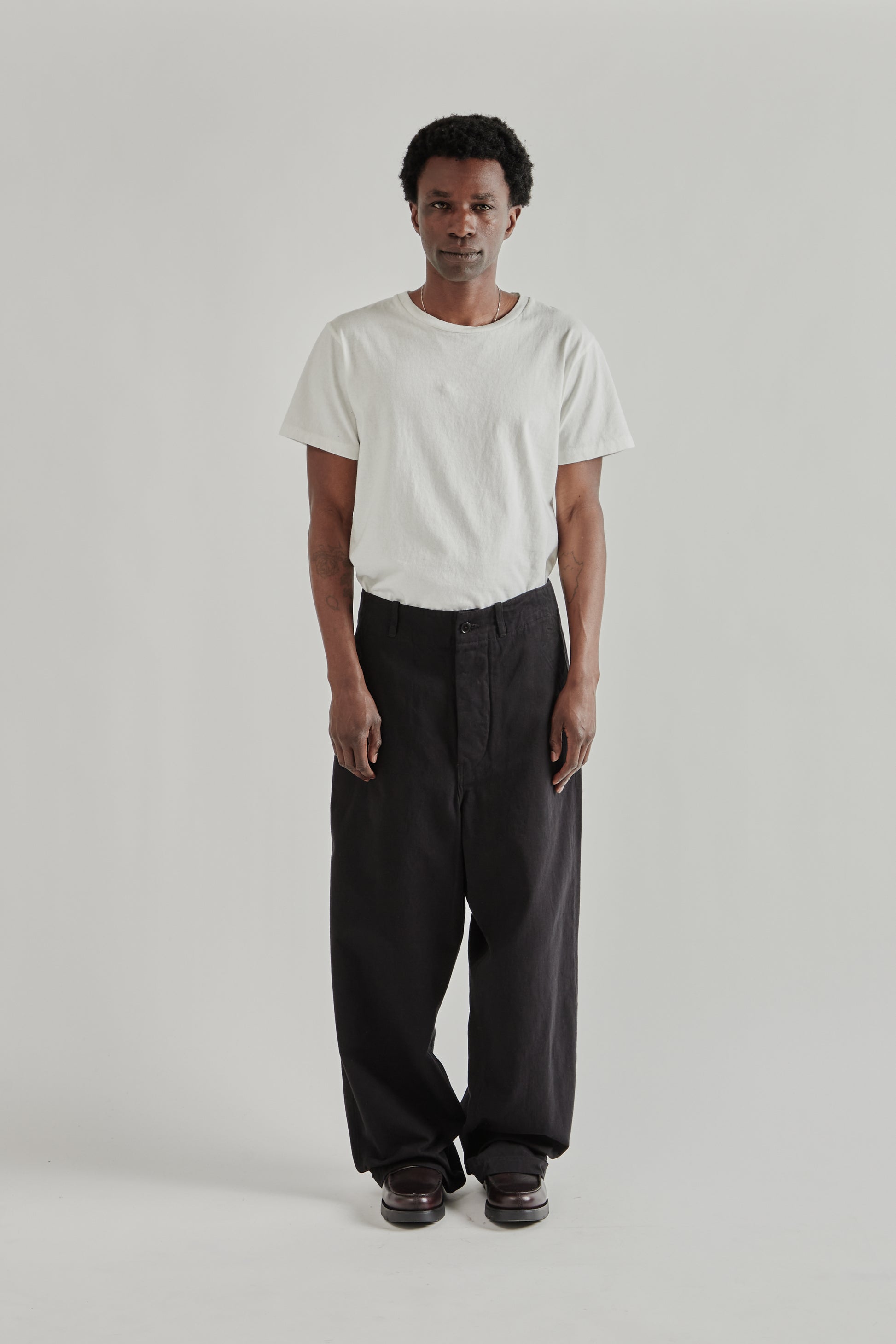 Kaptain Sunshine SS26 Cotton Drill Wide Pants Black3931